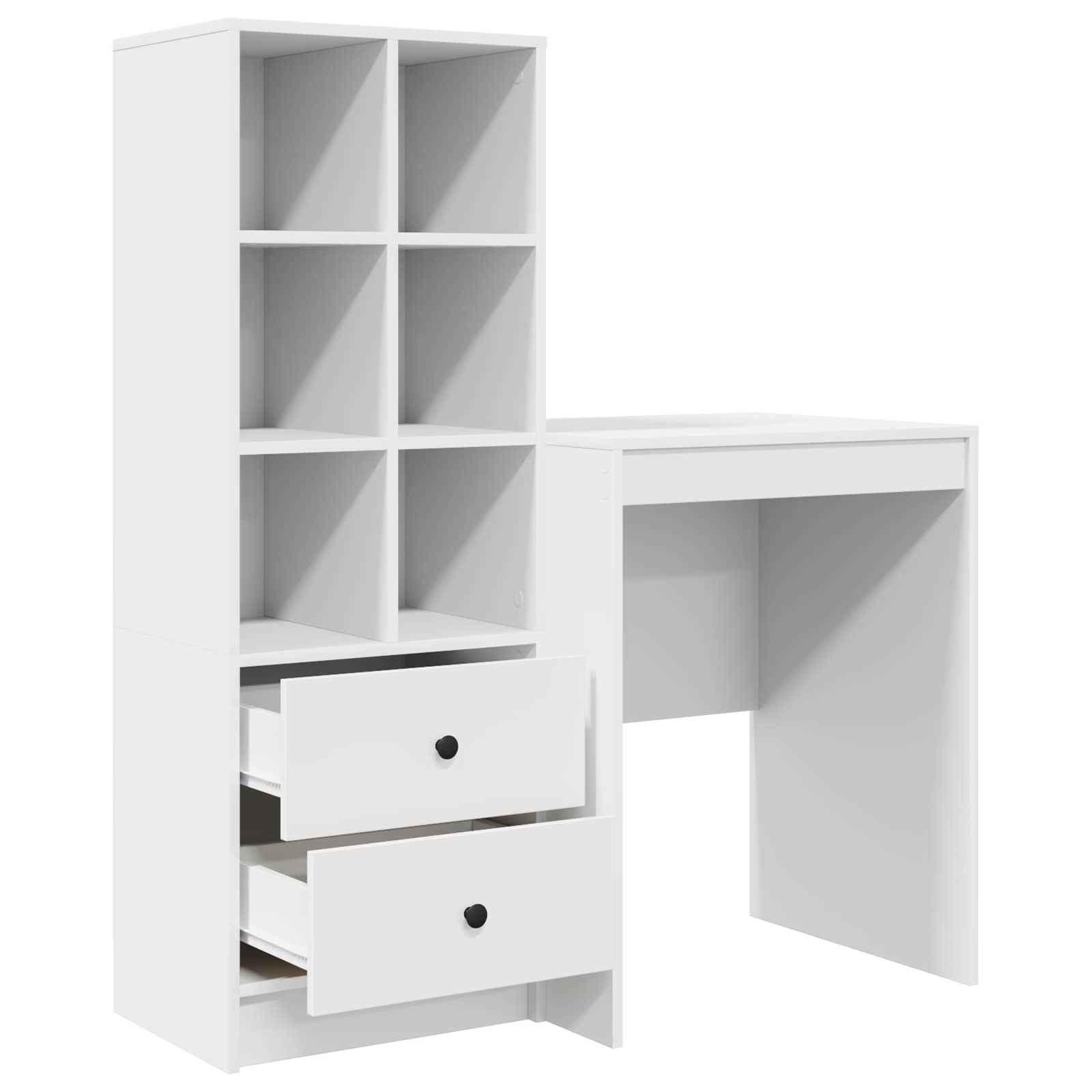 Schreibtisch mit Schubladen mit Regal mit Speicher 2 pcs Weiß