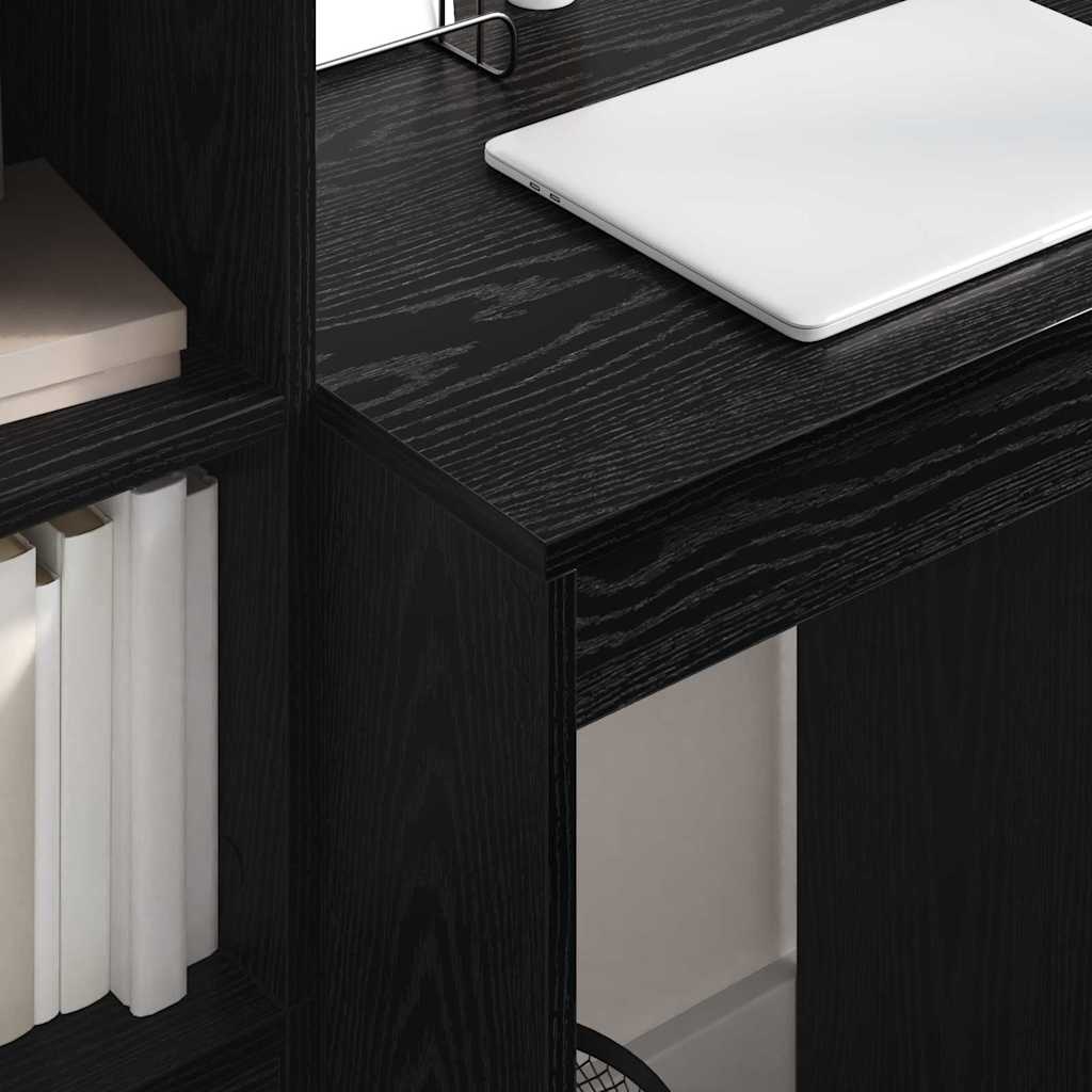 Schreibtisch mit Stauraum mit Regal 2 pcs Schwarz Eichen-Optik