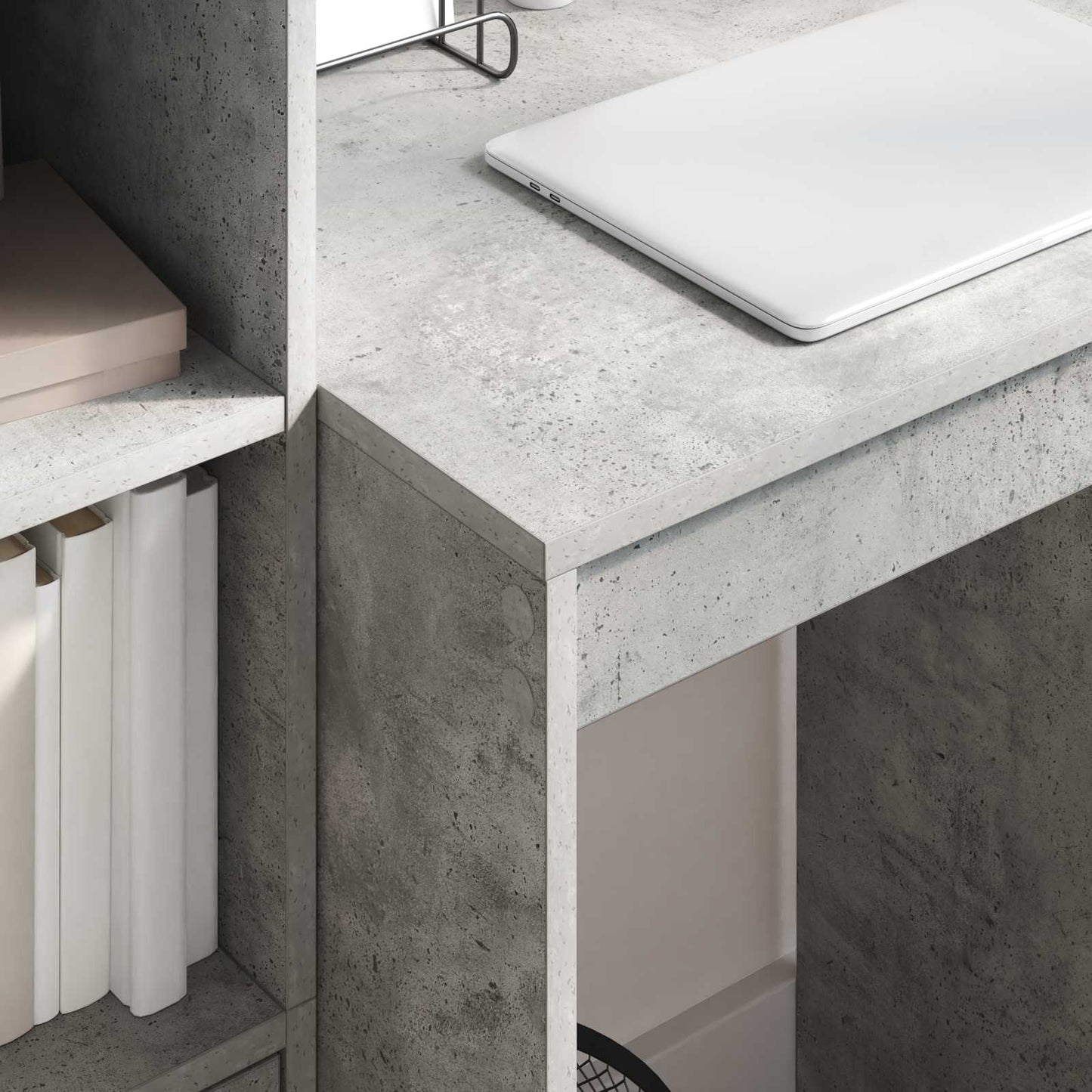Schreibtisch mit Schubladen mit Regal 2 pcs Beton Grau