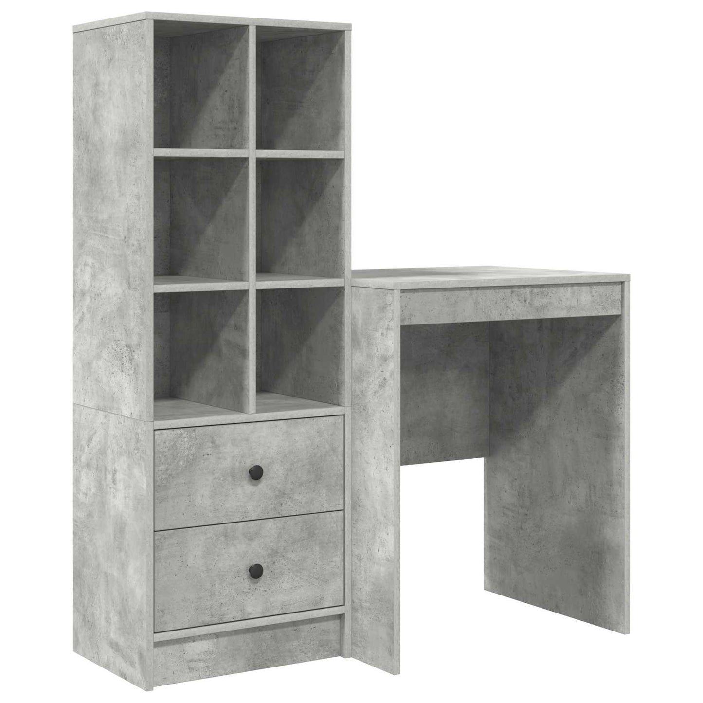 Schreibtisch mit Schubladen mit Regal 2 pcs Beton Grau