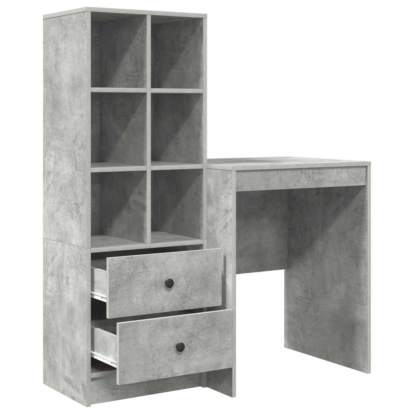 Schreibtisch mit Schubladen mit Regal 2 pcs Beton Grau