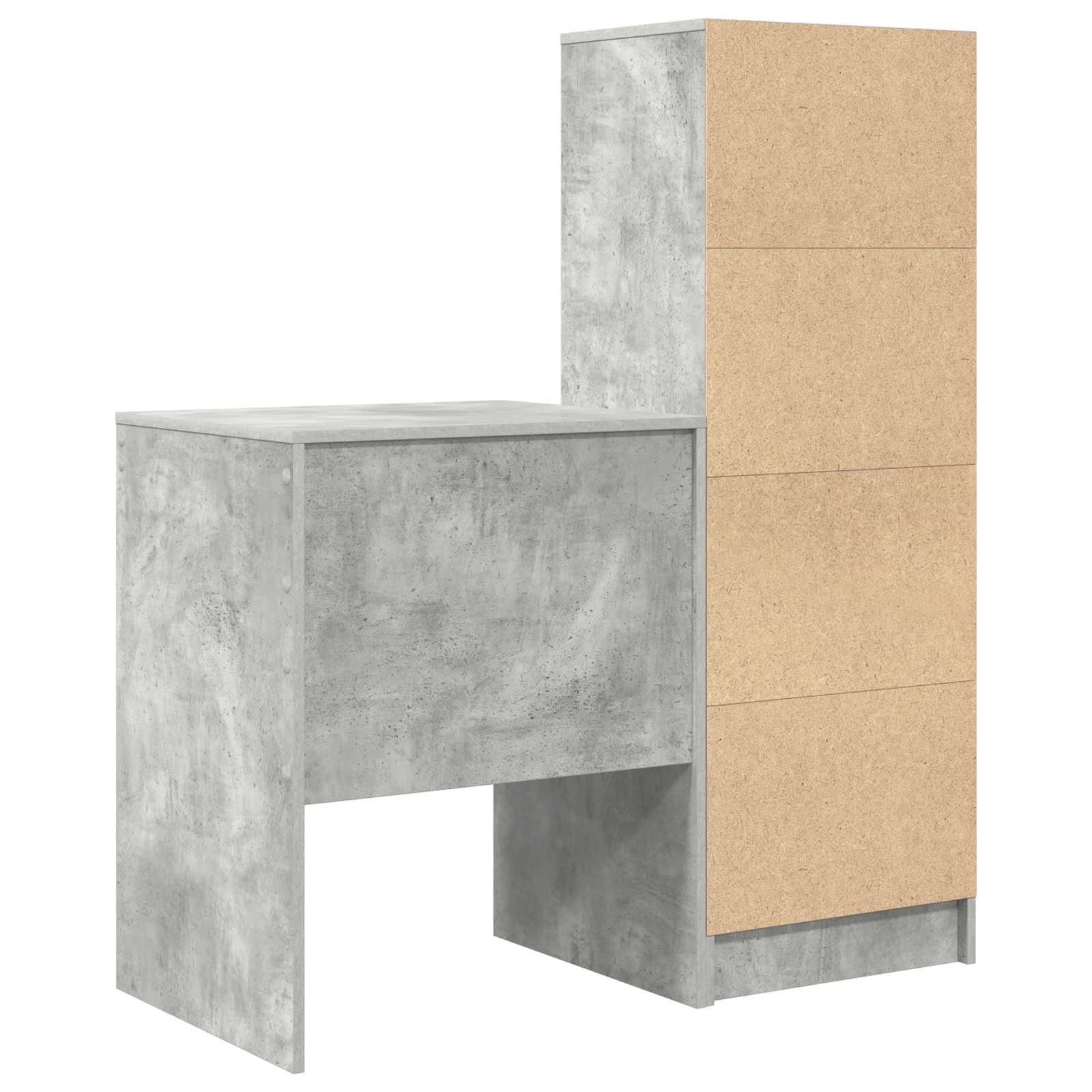 Schreibtisch mit Schubladen mit Regal 2 pcs Beton Grau