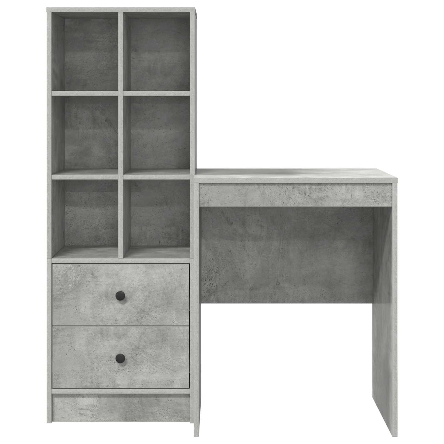 Schreibtisch mit Schubladen mit Regal 2 pcs Beton Grau