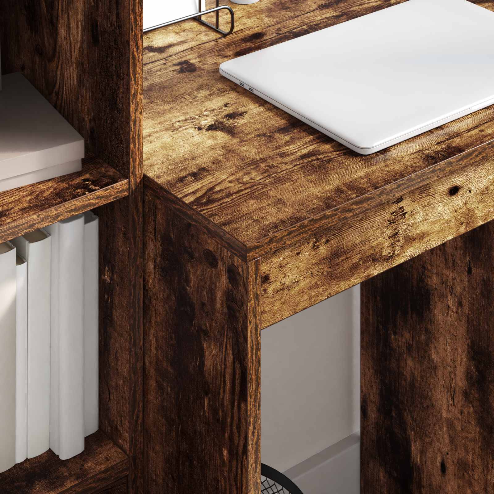 Schreibtisch mit Schubladen mit Regal 2 pcs Geräucherte Eiche