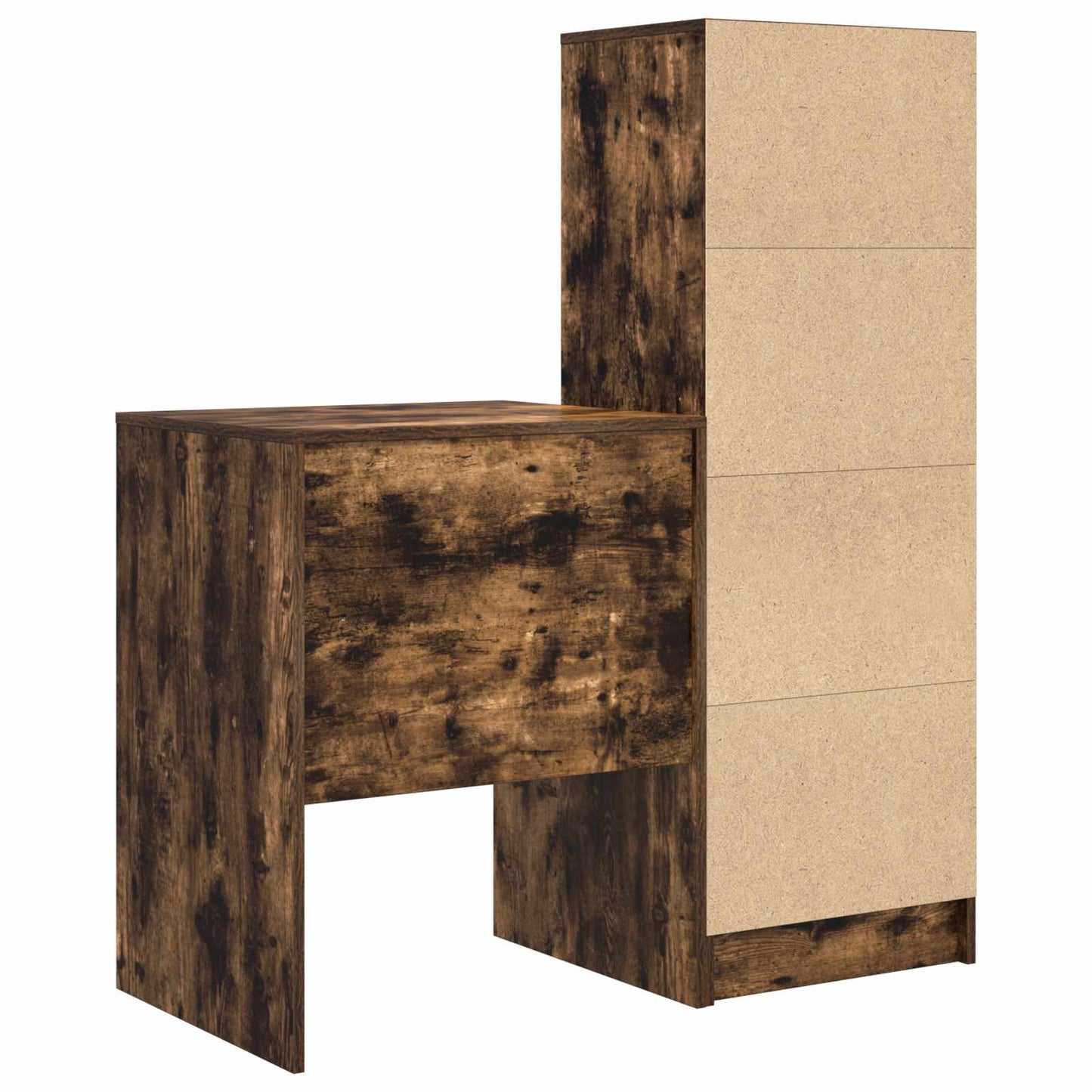 Schreibtisch mit Schubladen mit Regal 2 pcs Geräucherte Eiche