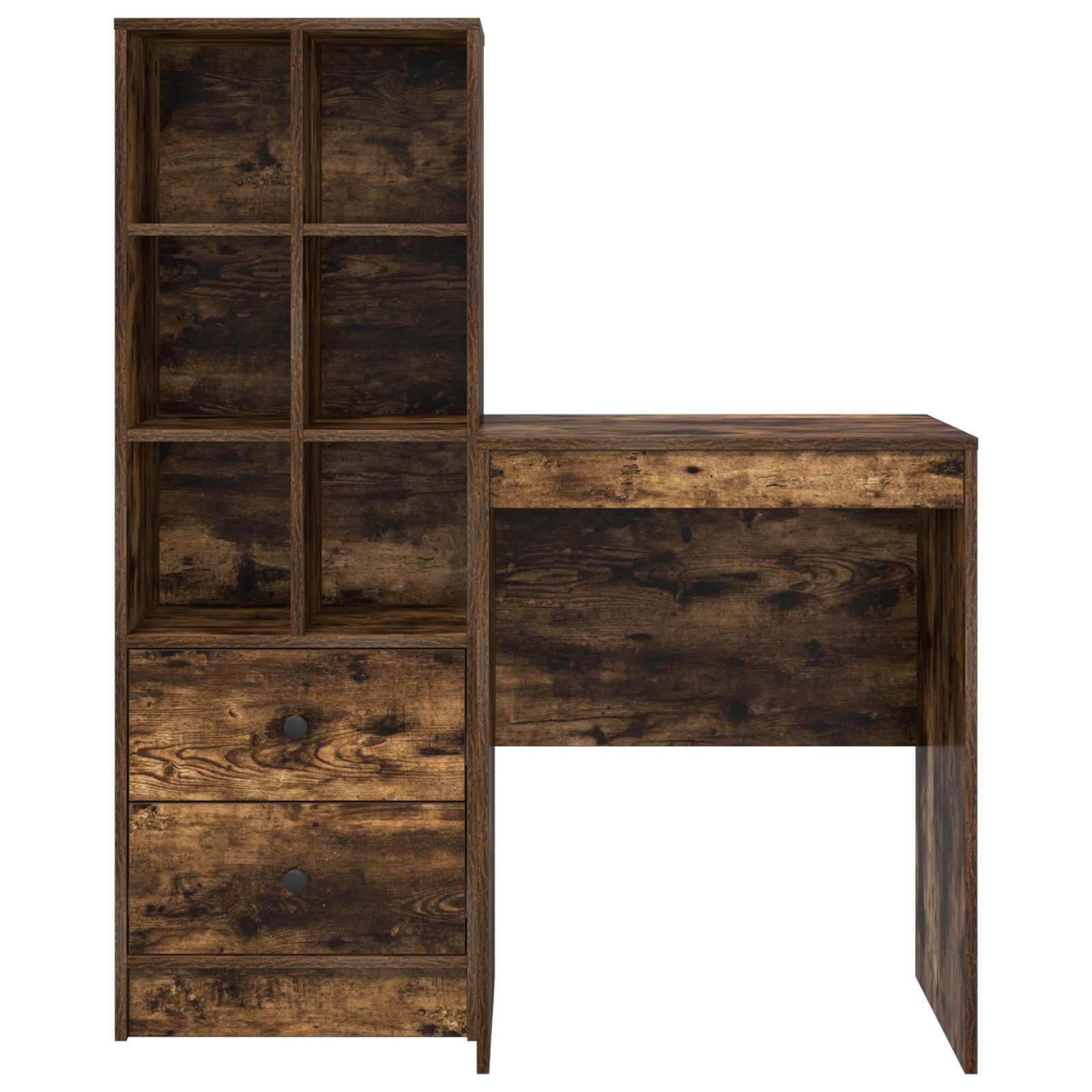 Schreibtisch mit Schubladen mit Regal 2 pcs Geräucherte Eiche