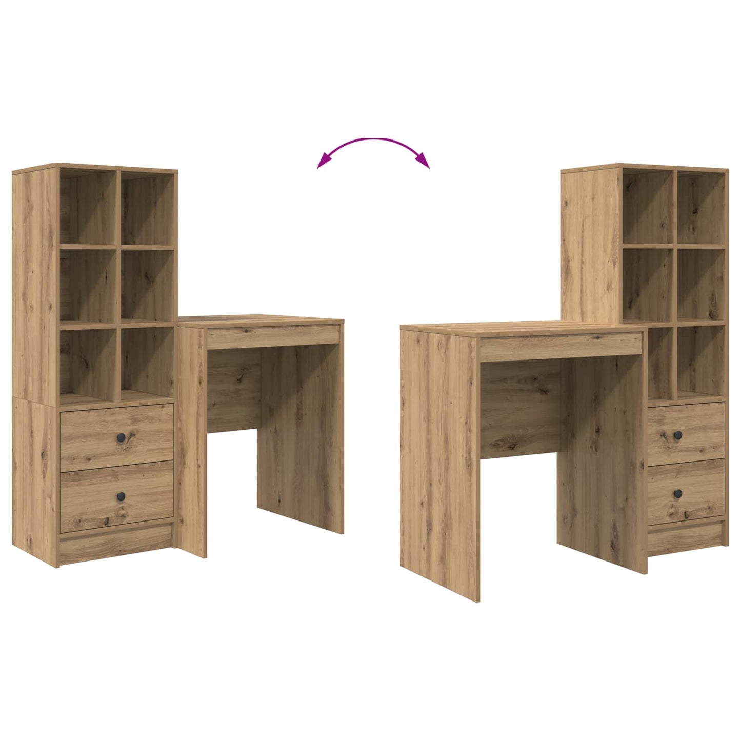 Schreibtisch Artisan-Eiche 105,5 x 50 x 127 cm 2 Stk.