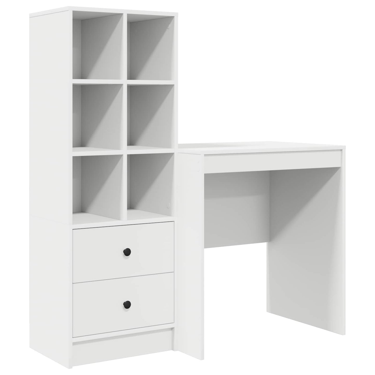 Schreibtisch mit Schubladen mit Regal mit Speicher 2 pcs Weiß