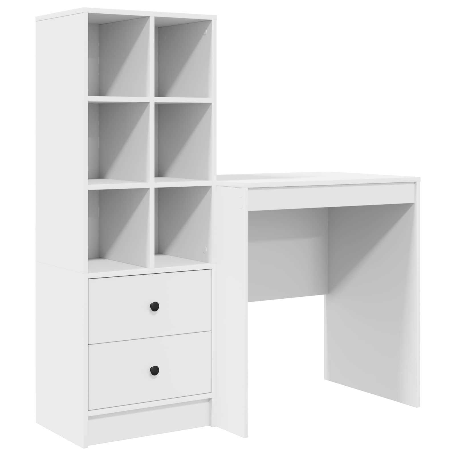 Schreibtisch mit Schubladen mit Regal mit Speicher 2 pcs Weiß