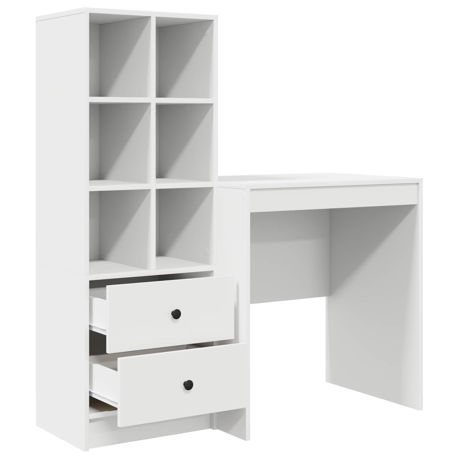 Schreibtisch mit Schubladen mit Regal mit Speicher 2 pcs Weiß