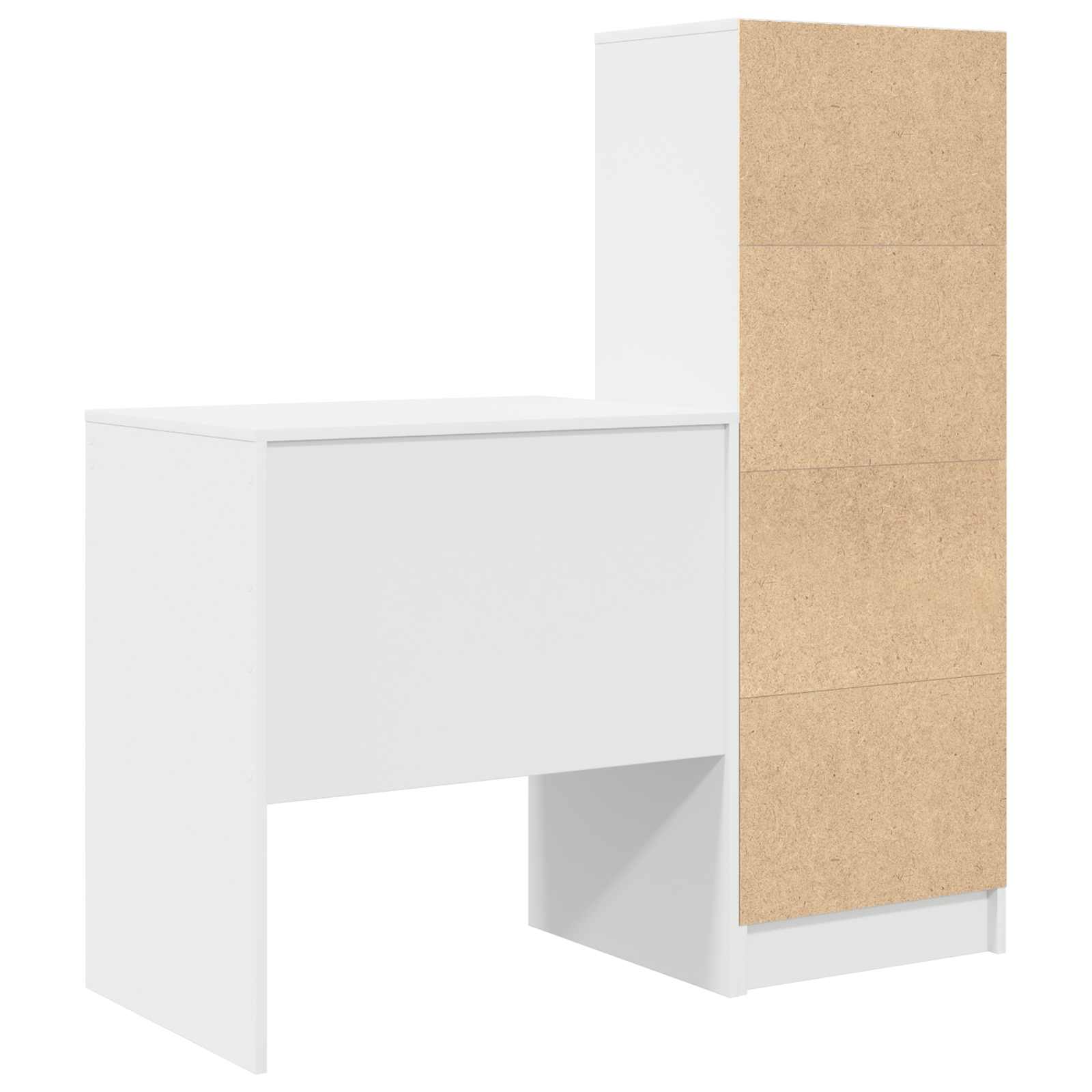 Schreibtisch mit Schubladen mit Regal mit Speicher 2 pcs Weiß