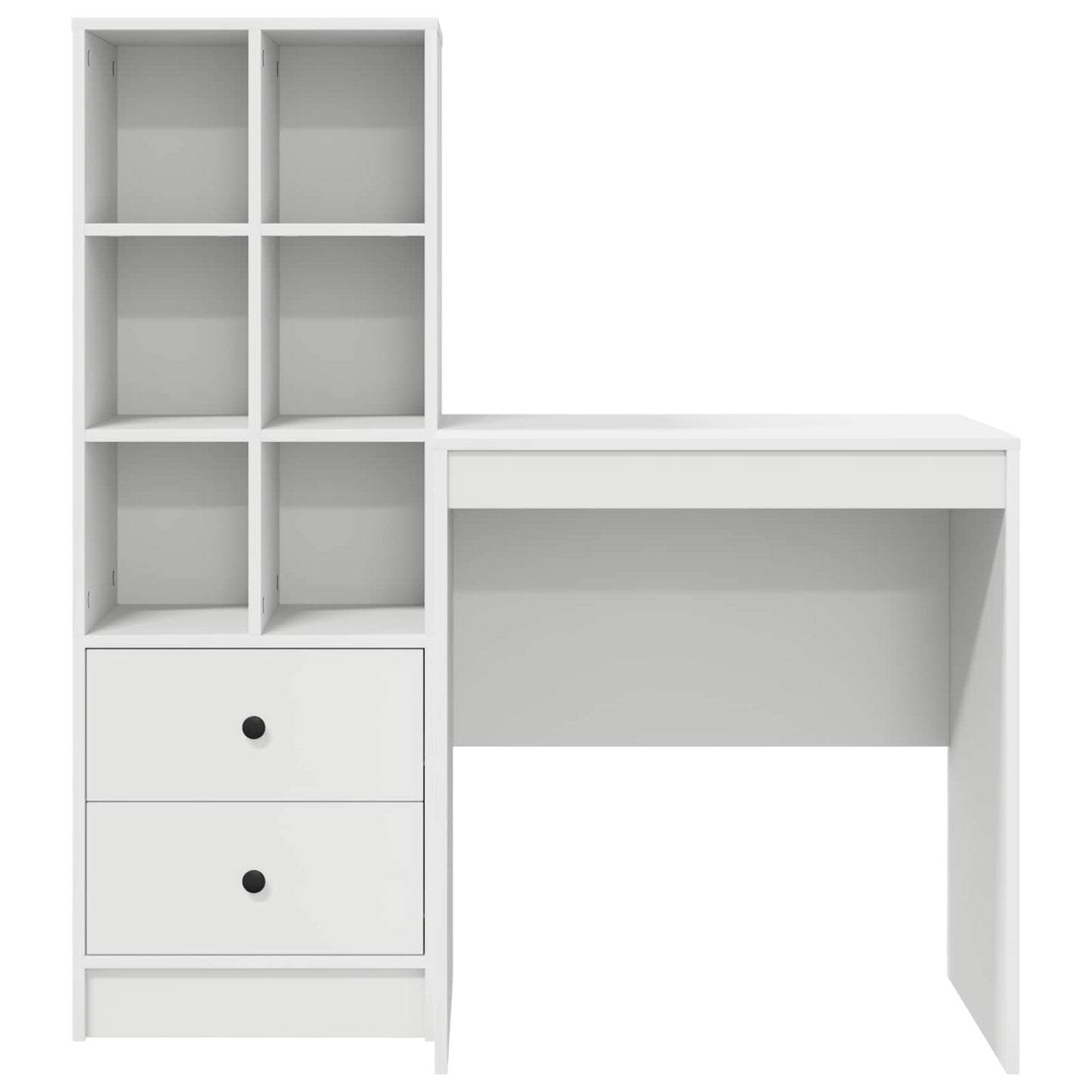 Schreibtisch mit Schubladen mit Regal mit Speicher 2 pcs Weiß