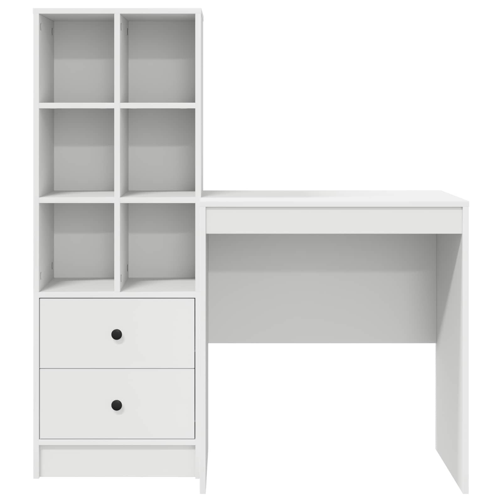 Schreibtisch mit Schubladen mit Regal mit Speicher 2 pcs Weiß