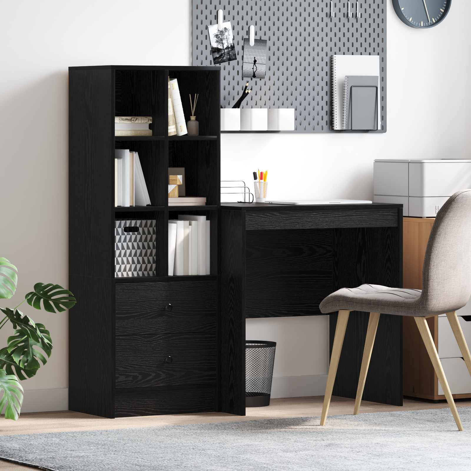 Schreibtisch Schwarz Eichen-Optik 115,5 x 50 x 127 cm 2 stk.