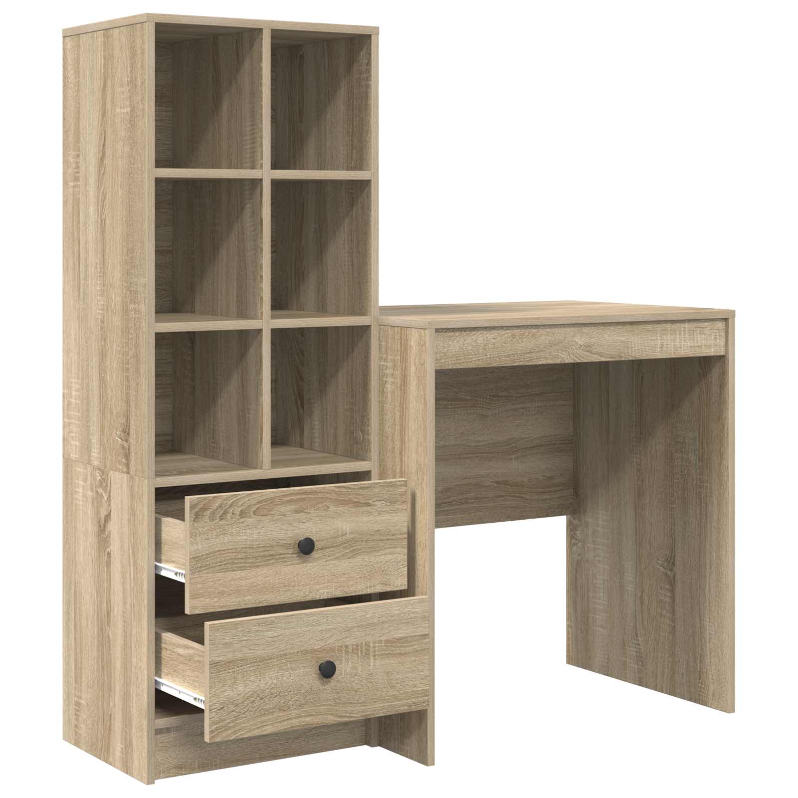 Schreibtisch mit Schubladen mit Regal 2 pcs Sonoma-Eiche