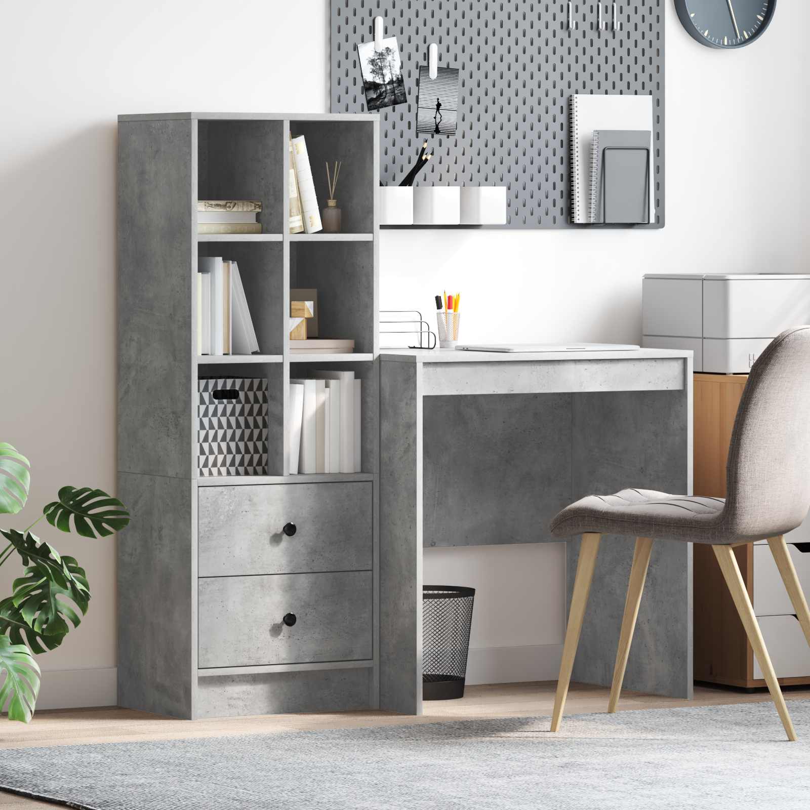 Schreibtisch Beton Grau 115,5 x 50 x 127 cm 2 stk.