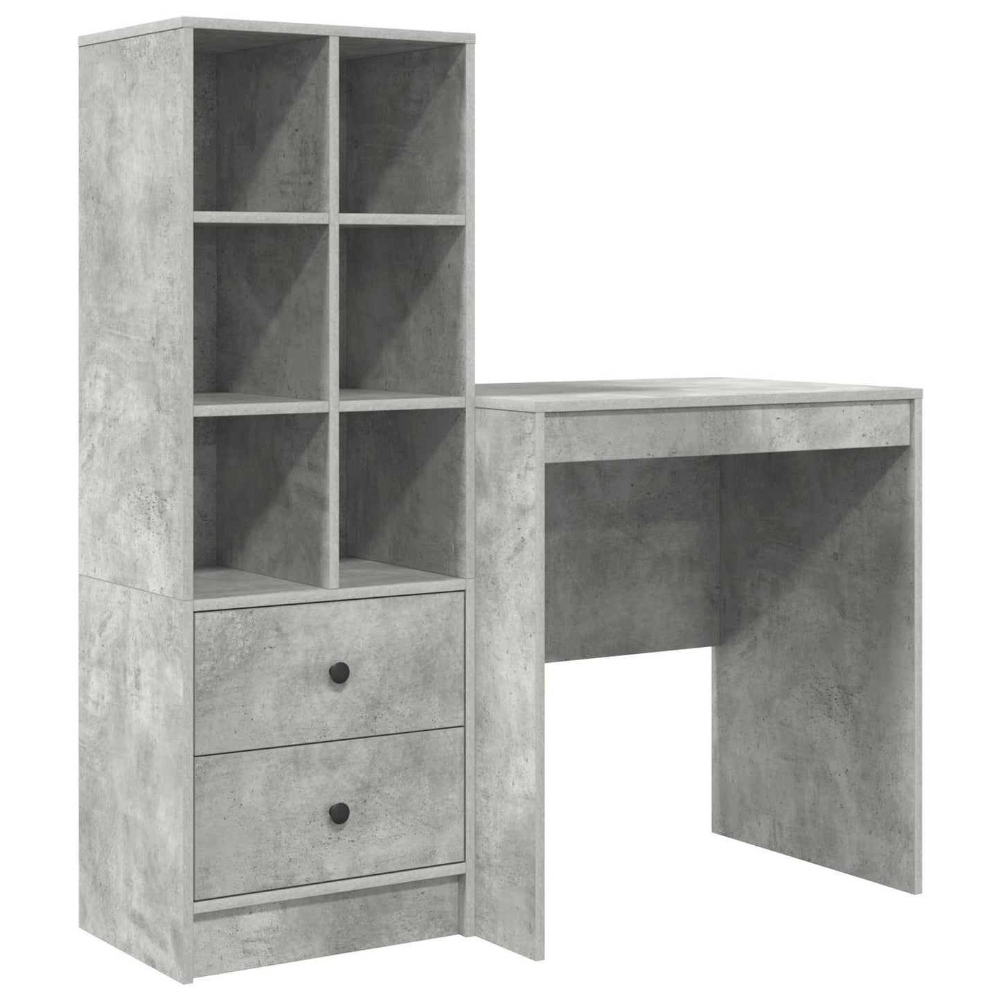 Schreibtisch mit Schubladen mit Regal 2 pcs Beton Grau