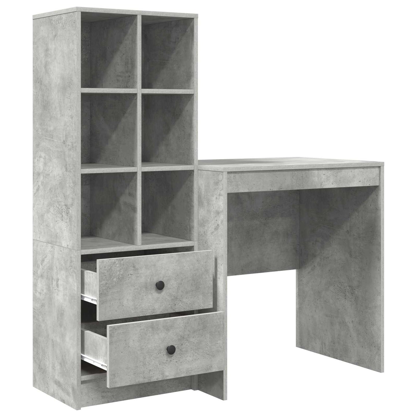 Schreibtisch mit Schubladen mit Regal 2 pcs Beton Grau