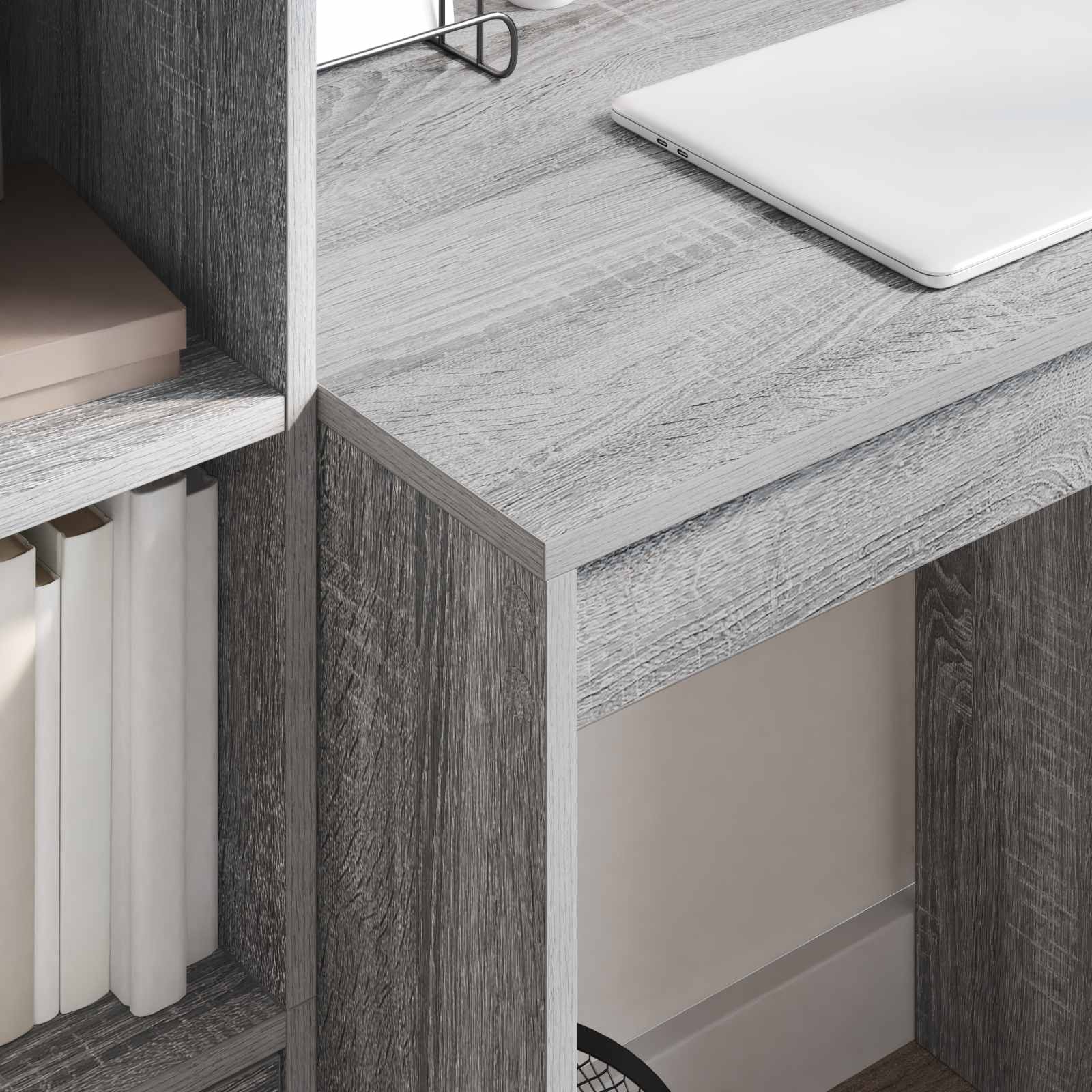 Schreibtisch mit Schubladen mit Regal 2 pcs Graues Sonoma