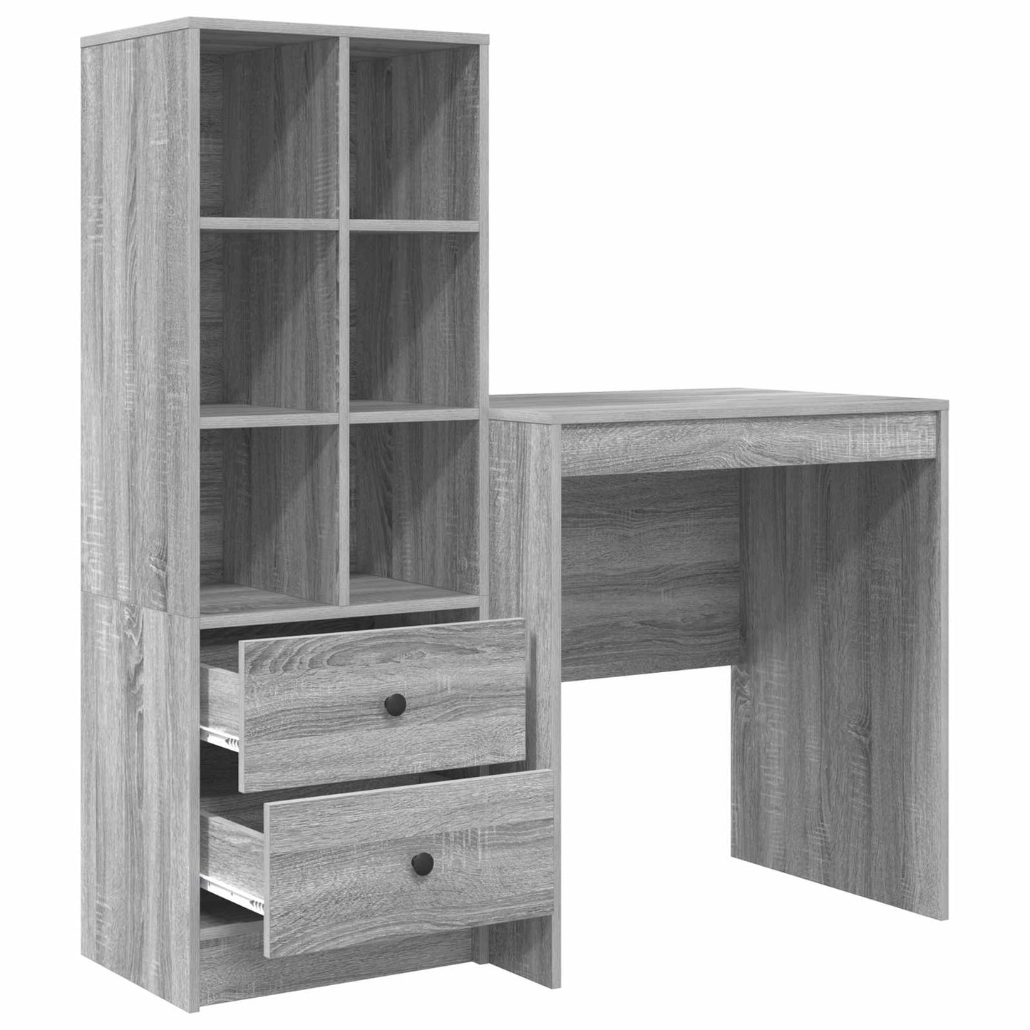 Schreibtisch mit Schubladen mit Regal 2 pcs Graues Sonoma