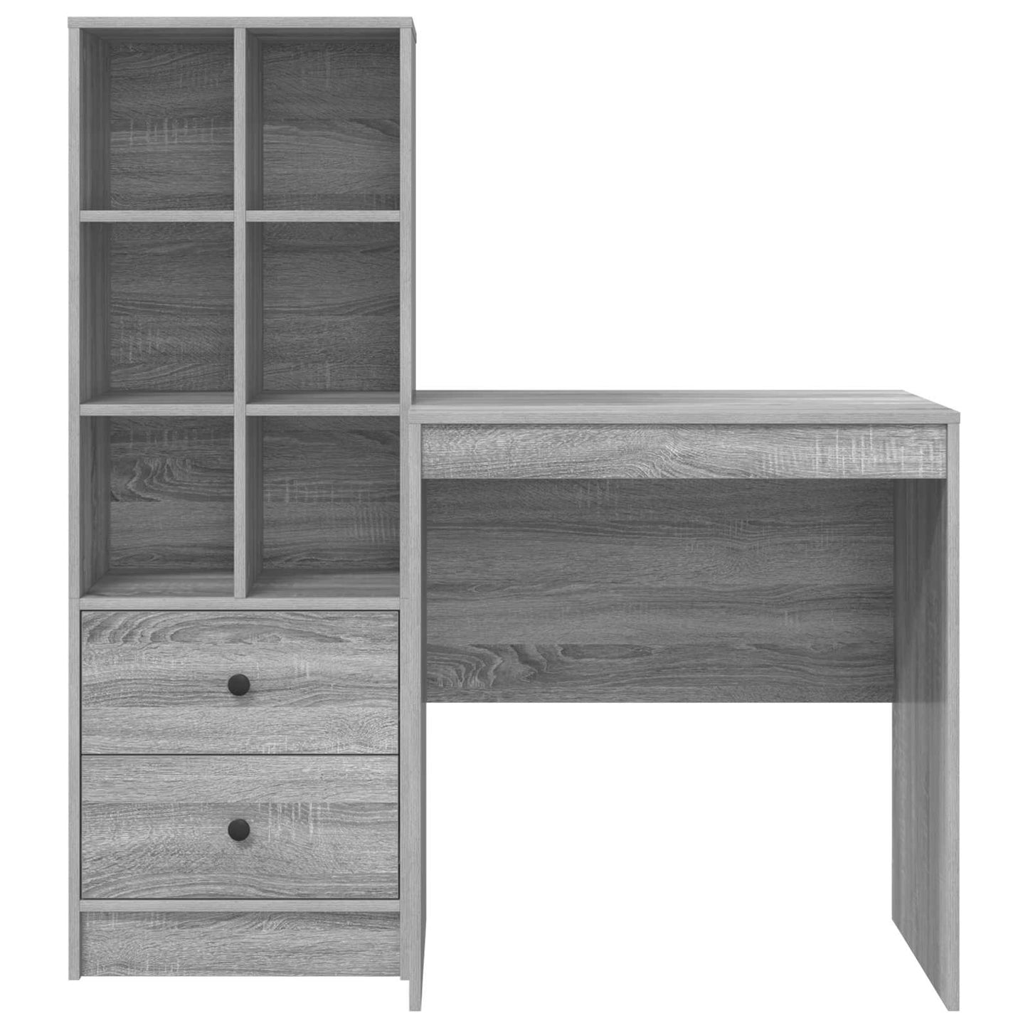 Schreibtisch mit Schubladen mit Regal 2 pcs Graues Sonoma