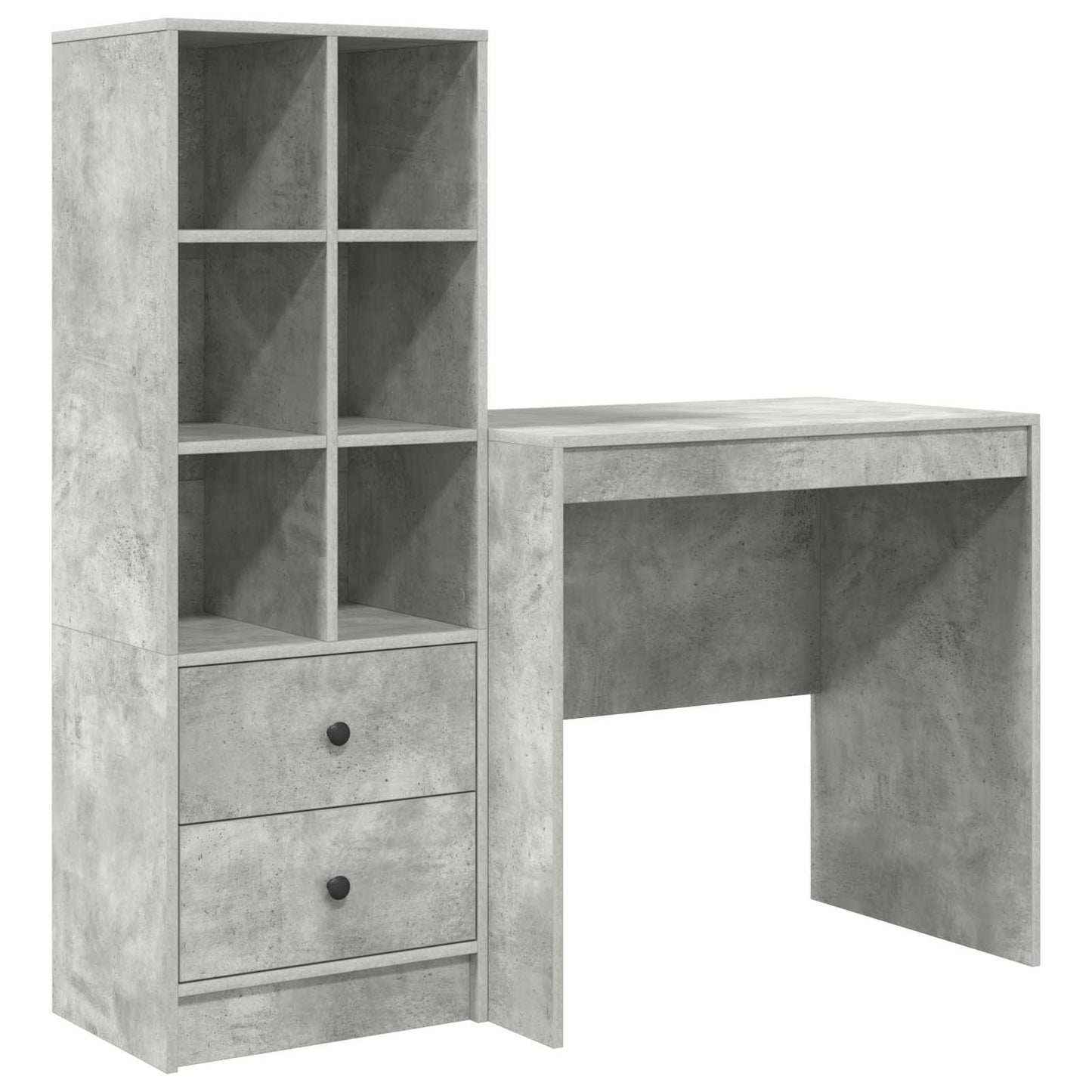 Schreibtisch mit Schubladen mit Regal 2 pcs Beton Grau