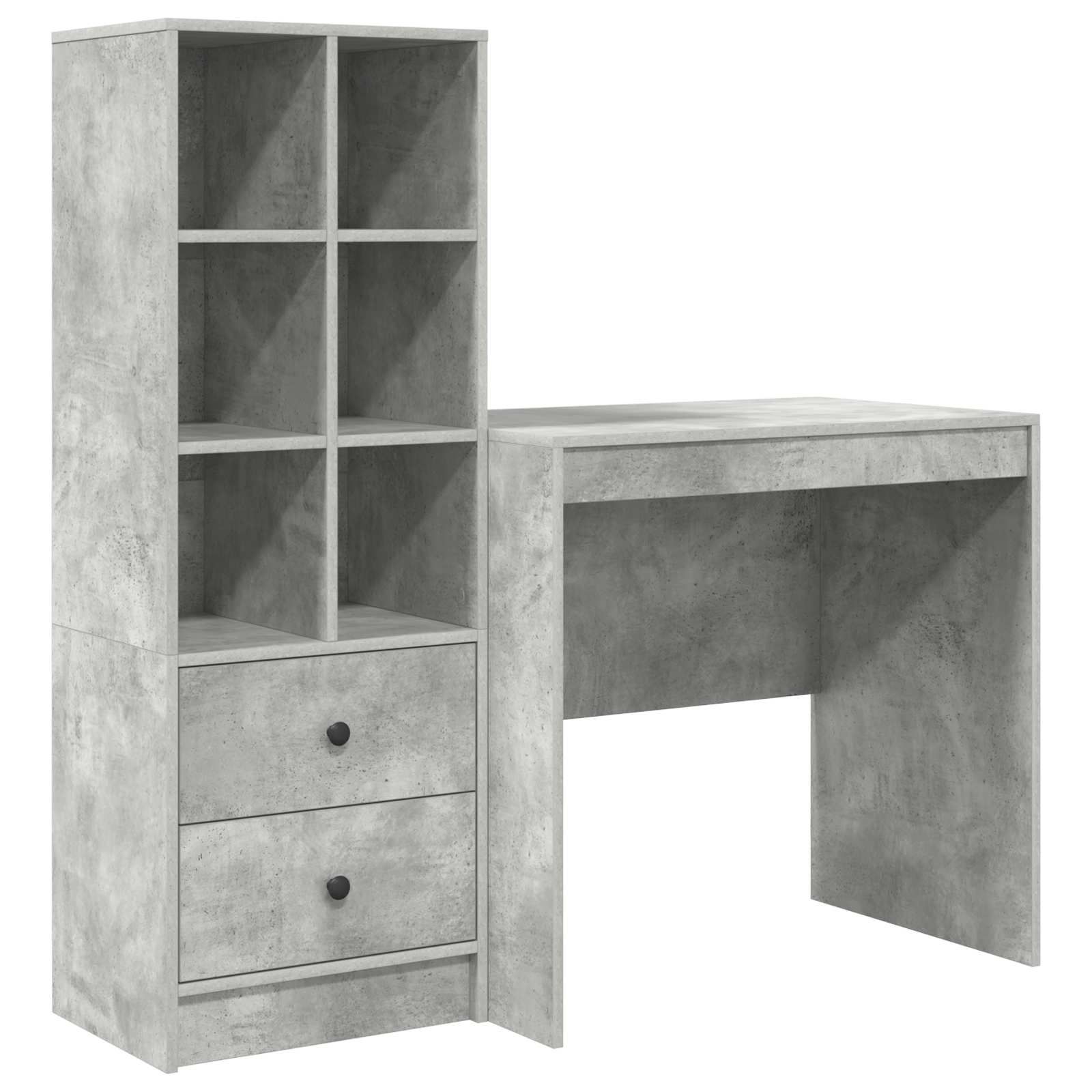 Schreibtisch mit Schubladen mit Regal 2 pcs Beton Grau