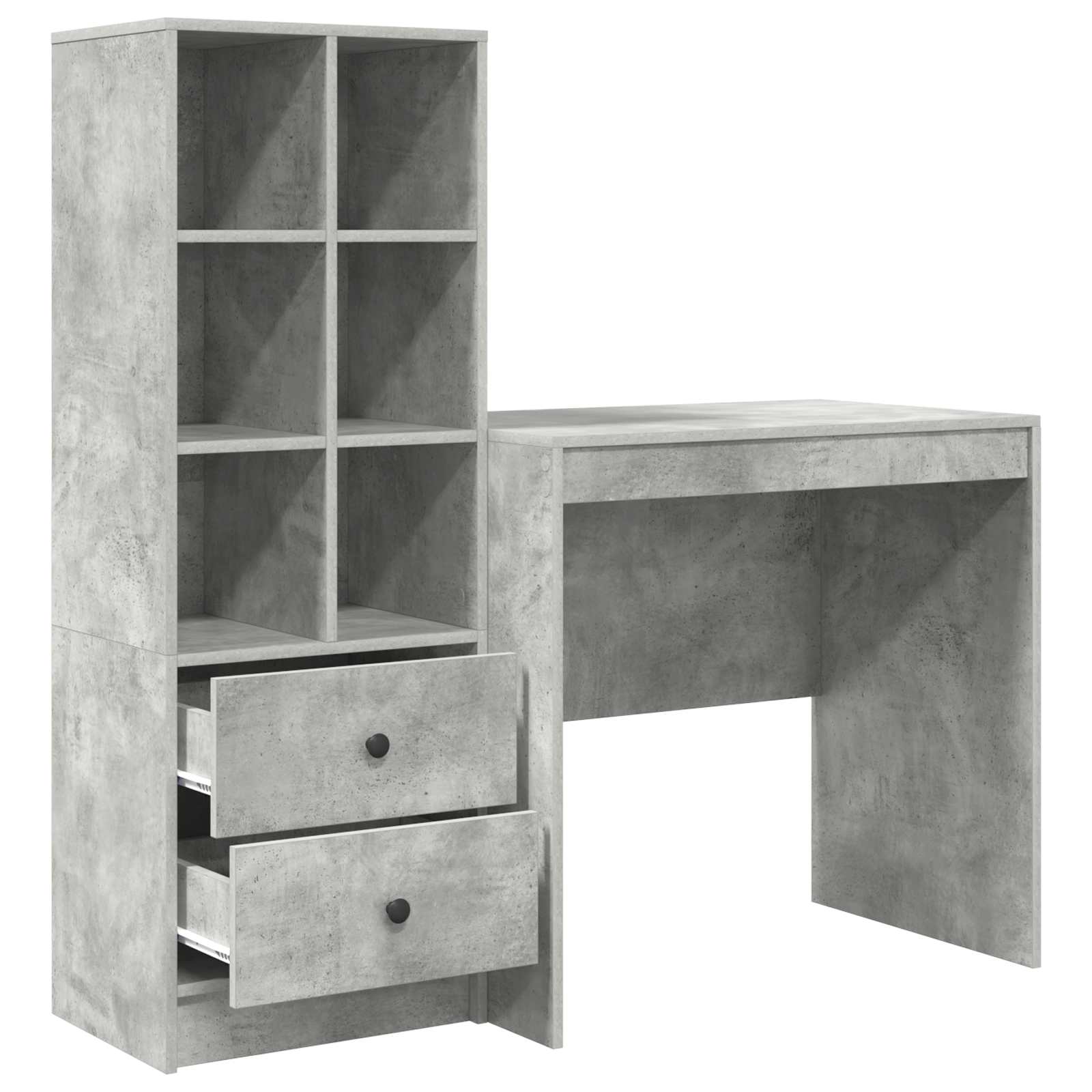 Schreibtisch mit Schubladen mit Regal 2 pcs Beton Grau