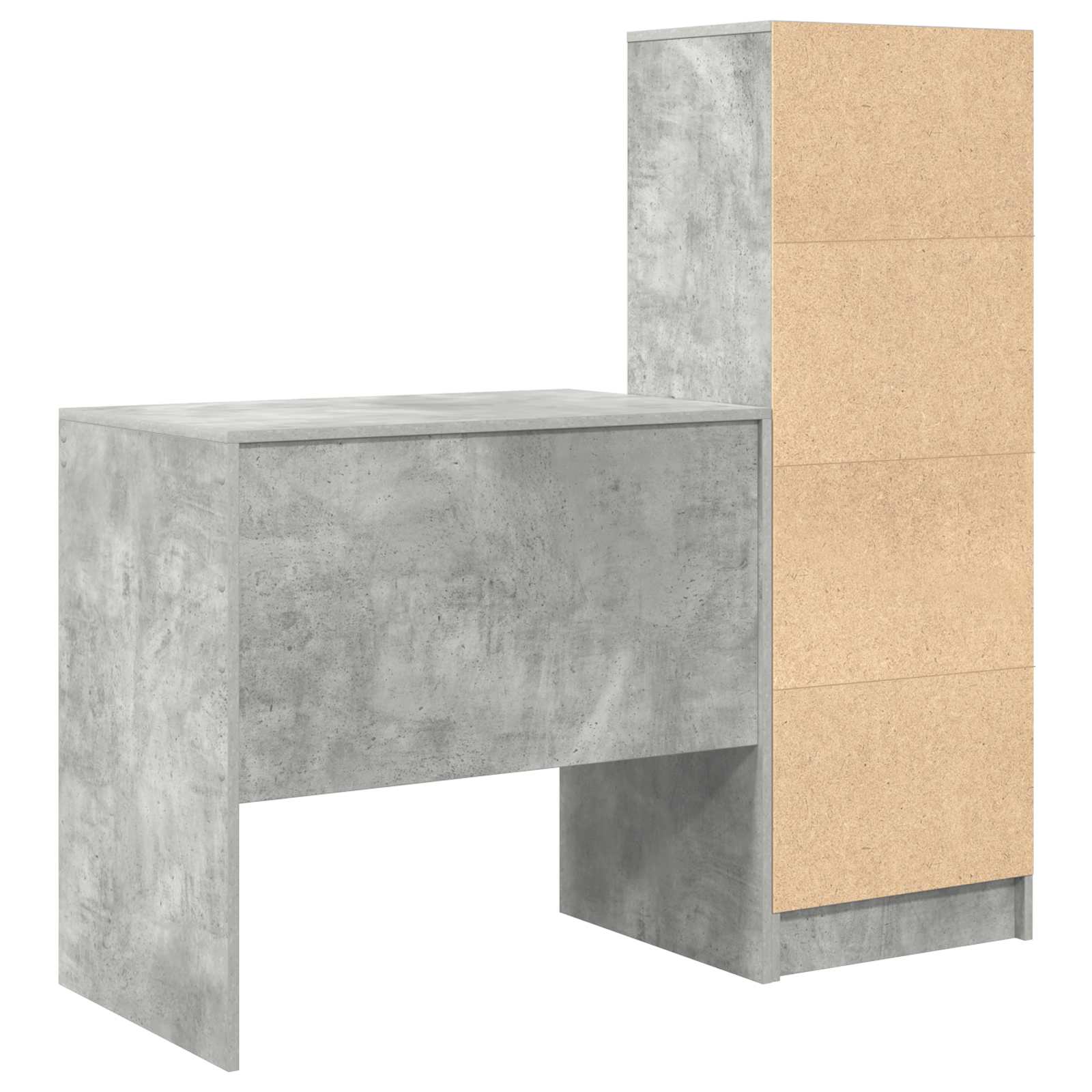 Schreibtisch mit Schubladen mit Regal 2 pcs Beton Grau