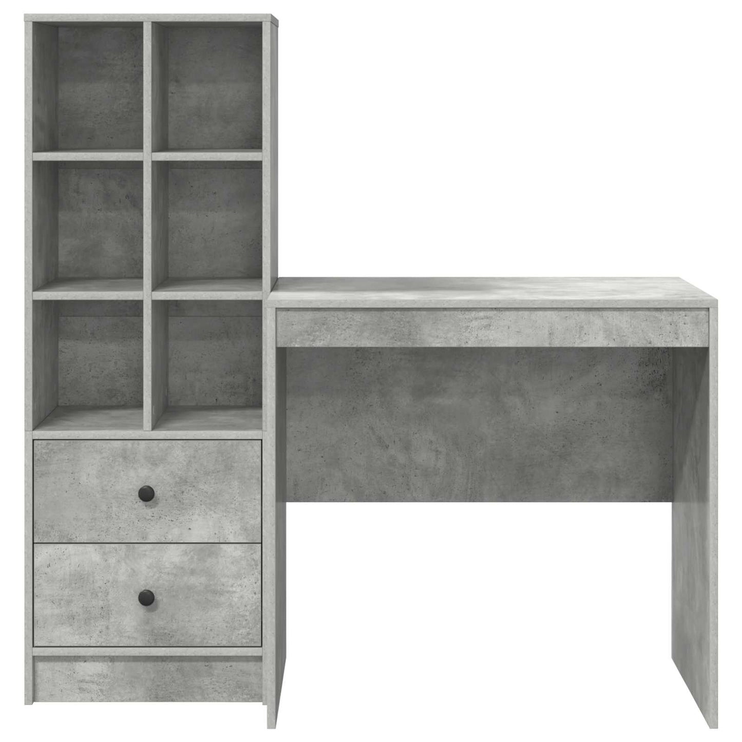 Schreibtisch mit Schubladen mit Regal 2 pcs Beton Grau