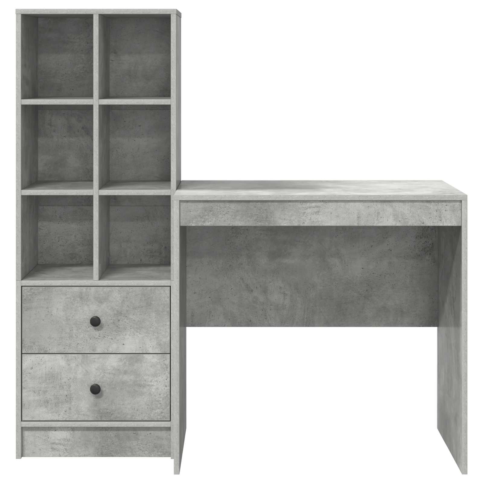 Schreibtisch mit Schubladen mit Regal 2 pcs Beton Grau
