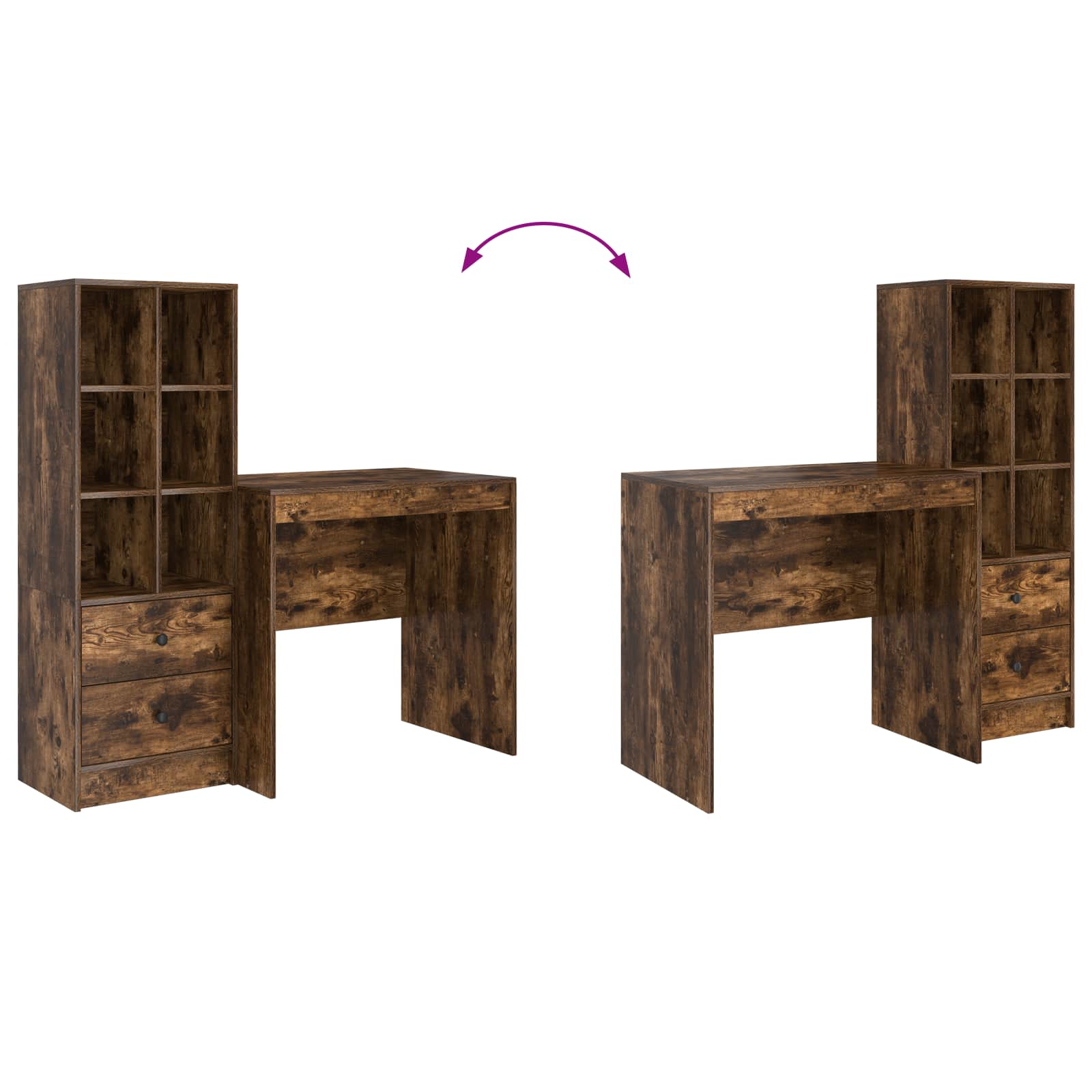 Schreibtisch Geräucherte Eiche 125,5 x 50 x 127 cm 2 stk.