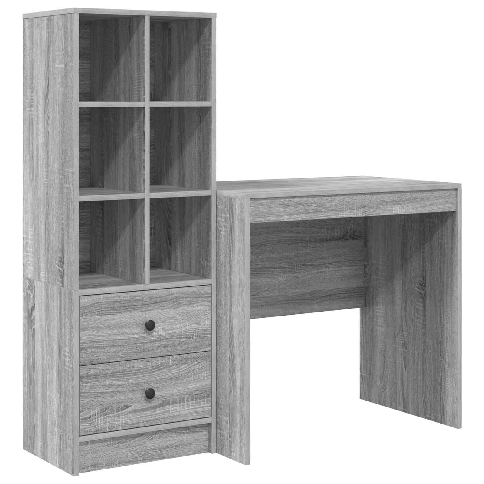 Schreibtisch mit Schubladen mit Regal 2 pcs Graues Sonoma