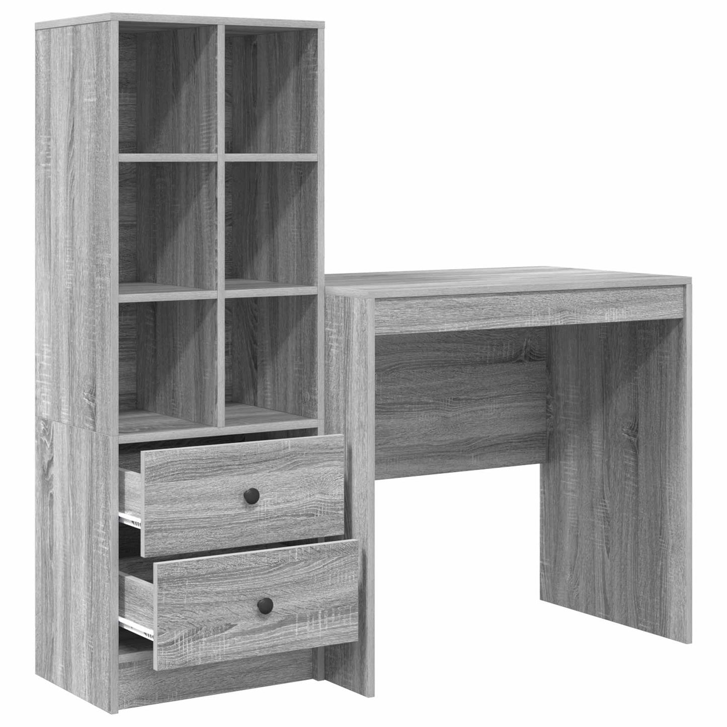 Schreibtisch mit Schubladen mit Regal 2 pcs Graues Sonoma