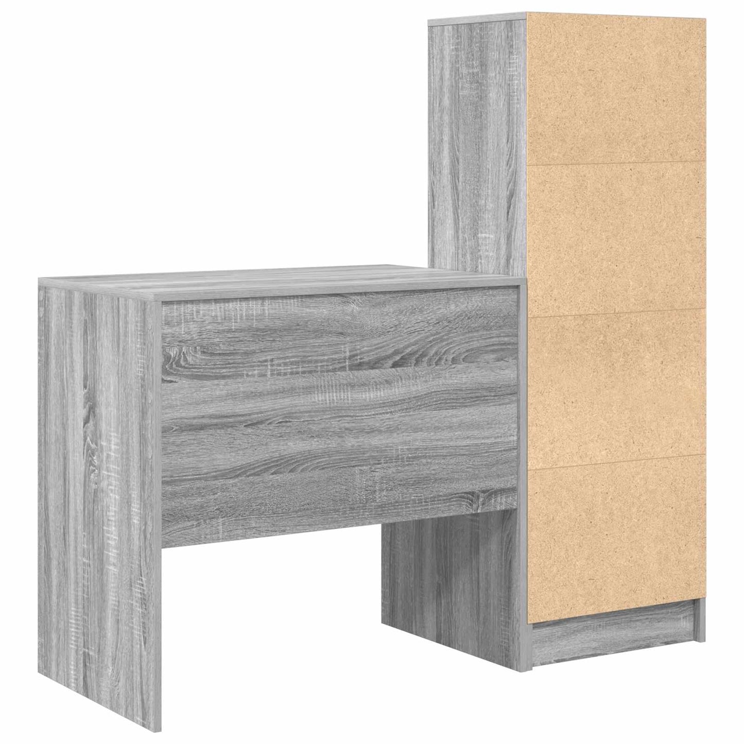 Schreibtisch mit Schubladen mit Regal 2 pcs Graues Sonoma