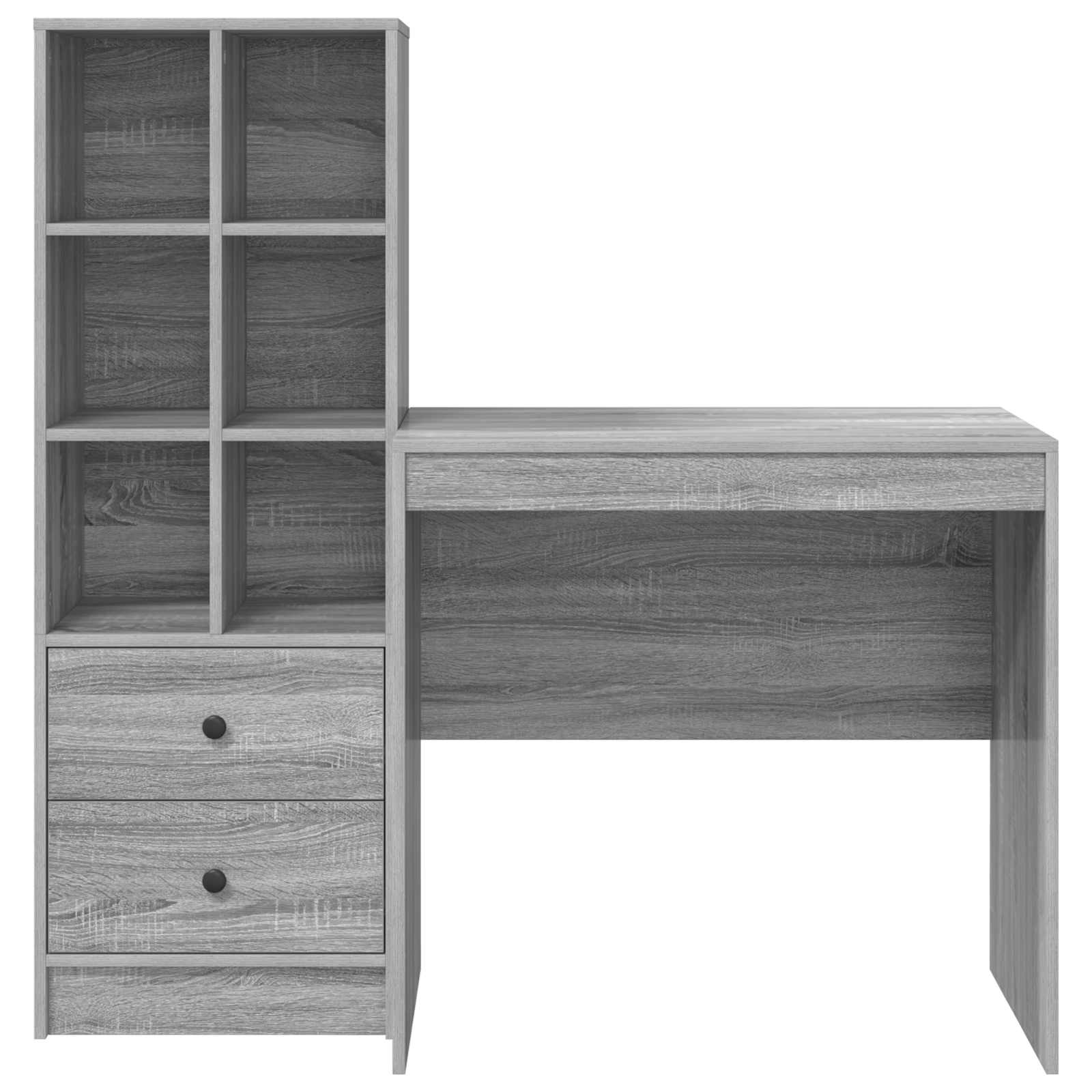 Schreibtisch mit Schubladen mit Regal 2 pcs Graues Sonoma