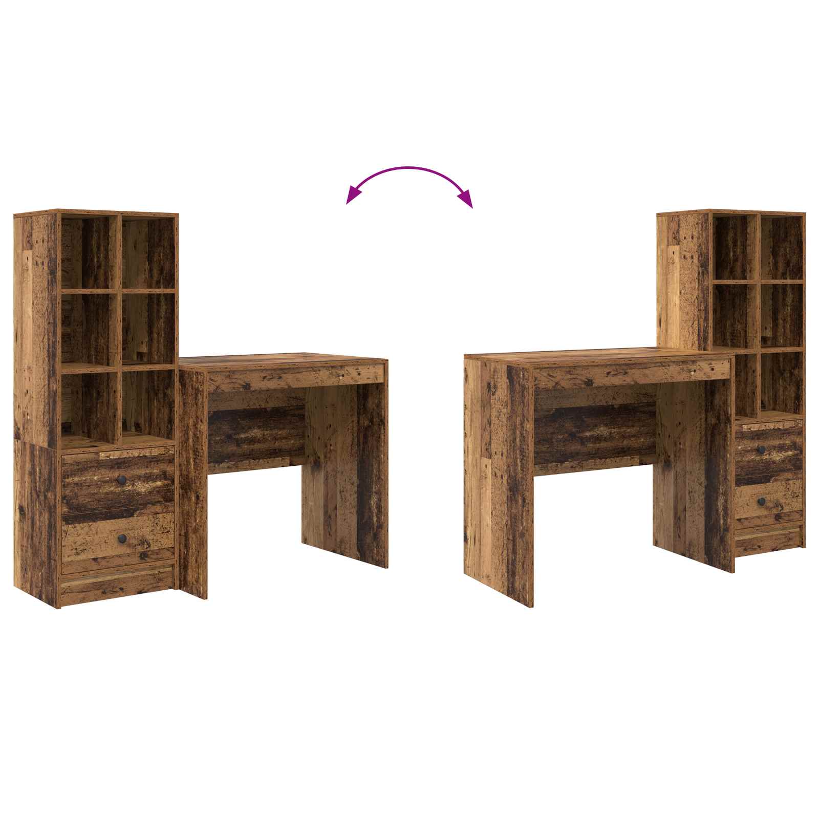 Schreibtisch Altholz 125,5 x 50 x 127 cm 2 stk.
