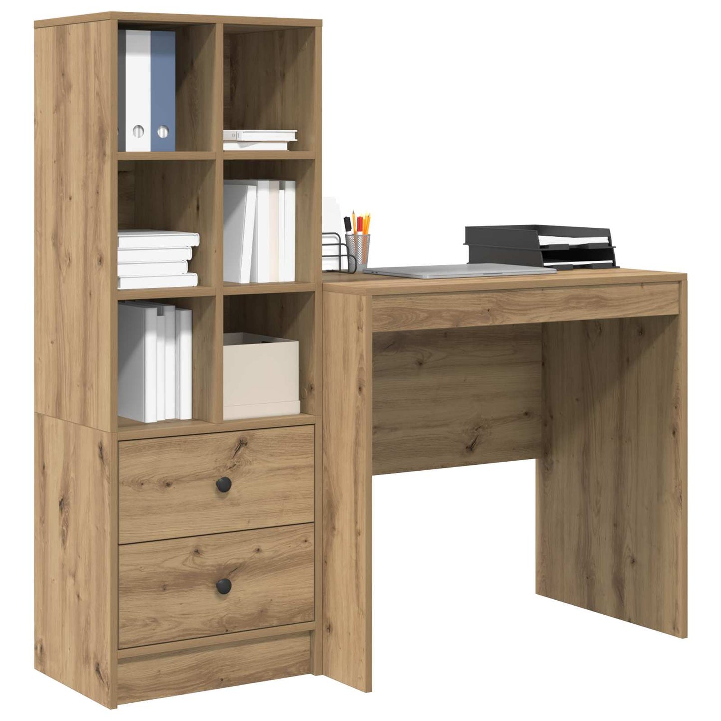 Schreibtisch mit Schubladen mit Regal 2 pcs Artisan-Eiche