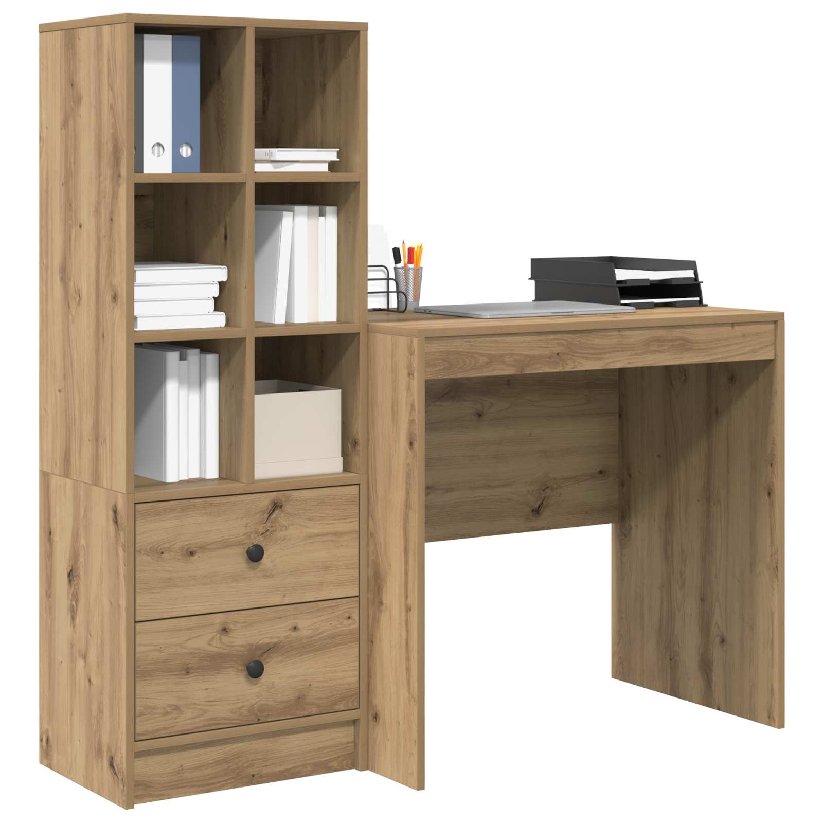 Schreibtisch mit Schubladen mit Regal 2 pcs Artisan-Eiche