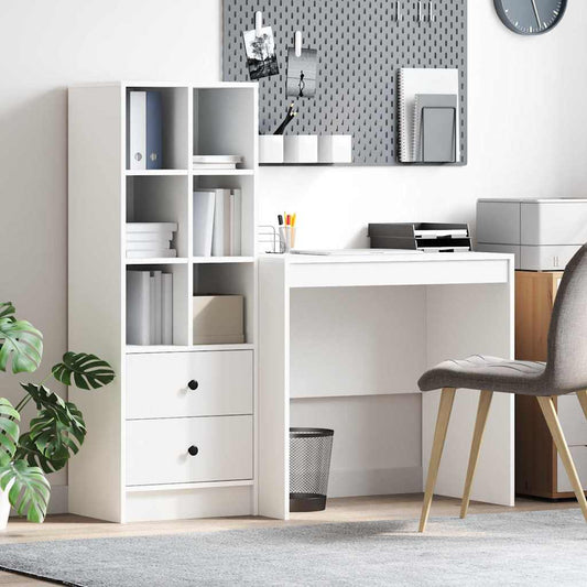 Schreibtisch mit Stauraum mit Regal 2 pcs Weiß 90 x 50 x 76 cm
