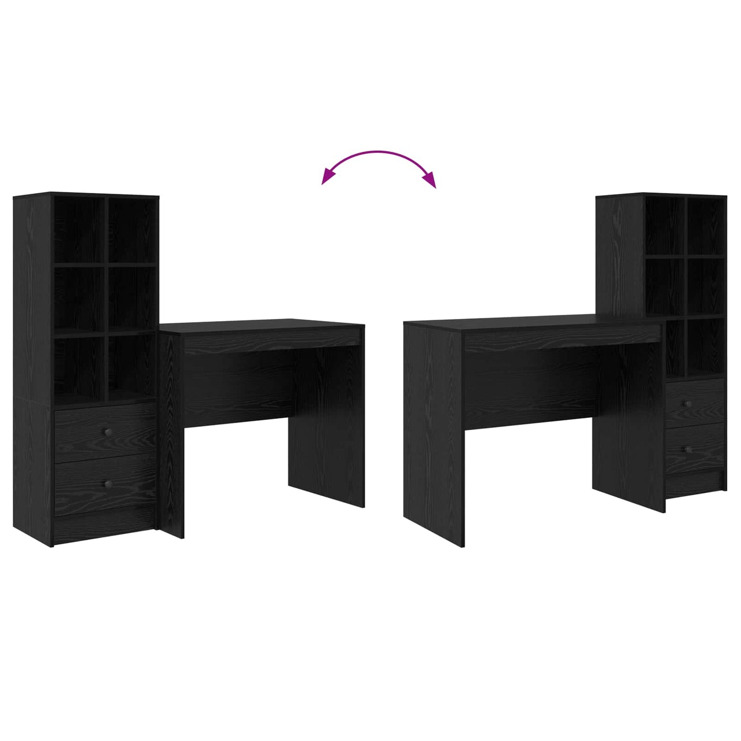 Schreibtisch Schwarz Eichen-Optik 135,5 x 50 x 127 cm 2 stk.