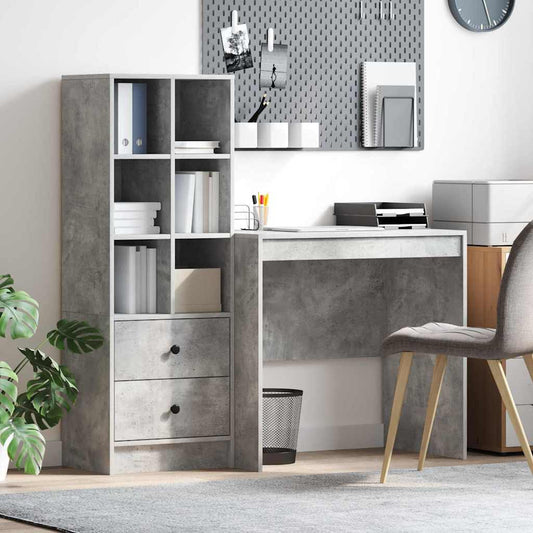 Bureau avec espace de rangement en aggloméré gris béton