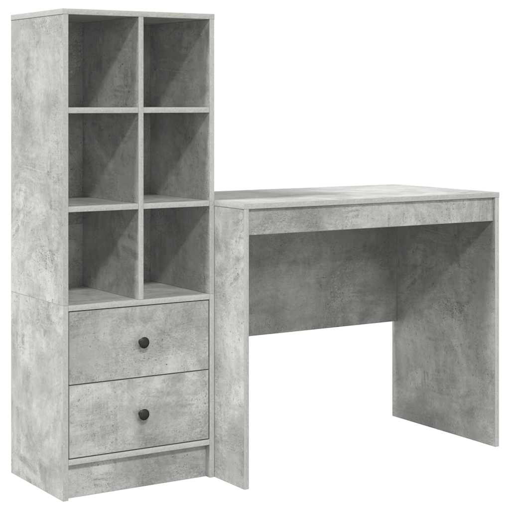 Bureau avec espace de rangement en aggloméré gris béton