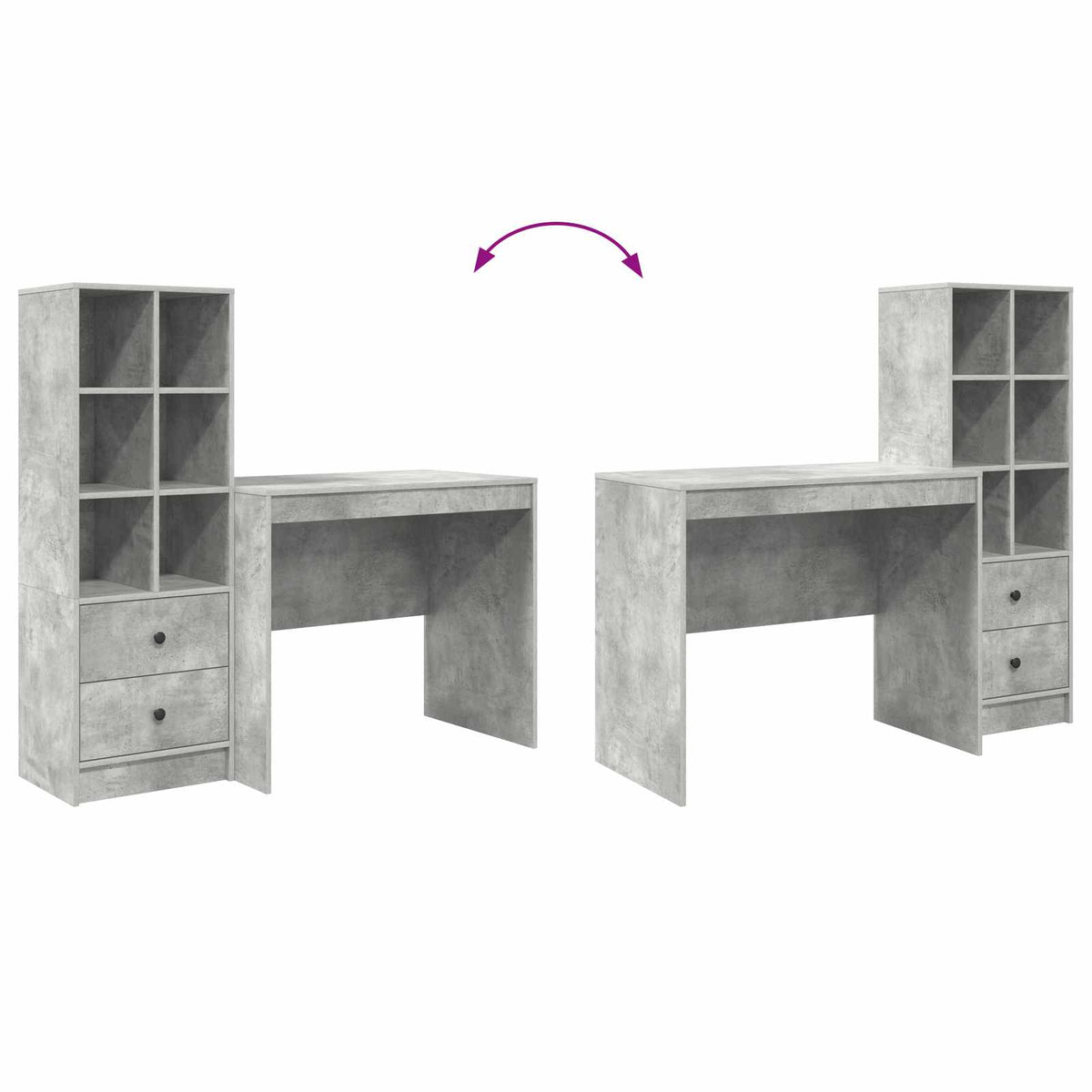 Schreibtisch Beton Grau 135,5 x 50 x 127 cm 2 stk.