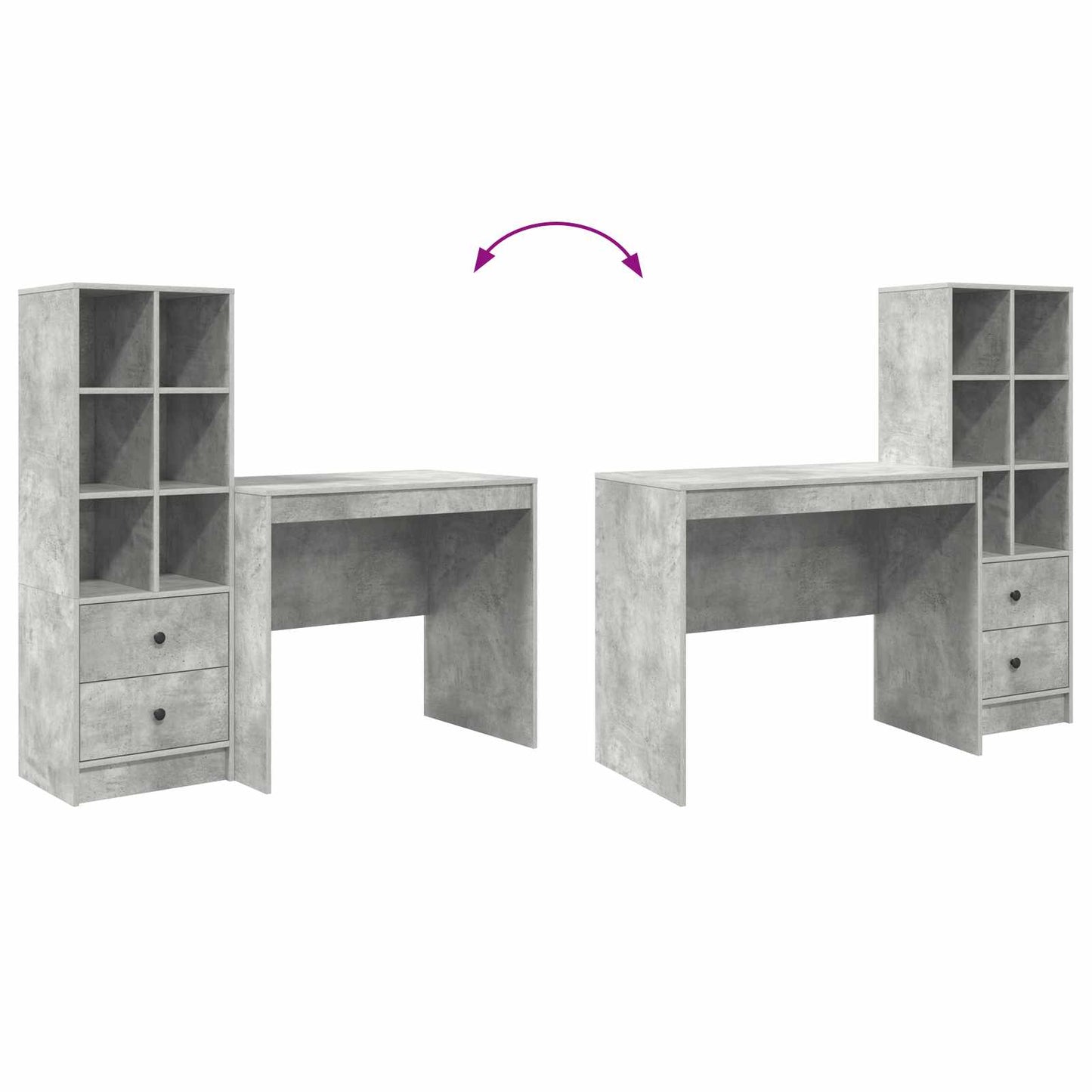 Schreibtisch Beton Grau 135,5 x 50 x 127 cm 2 stk.