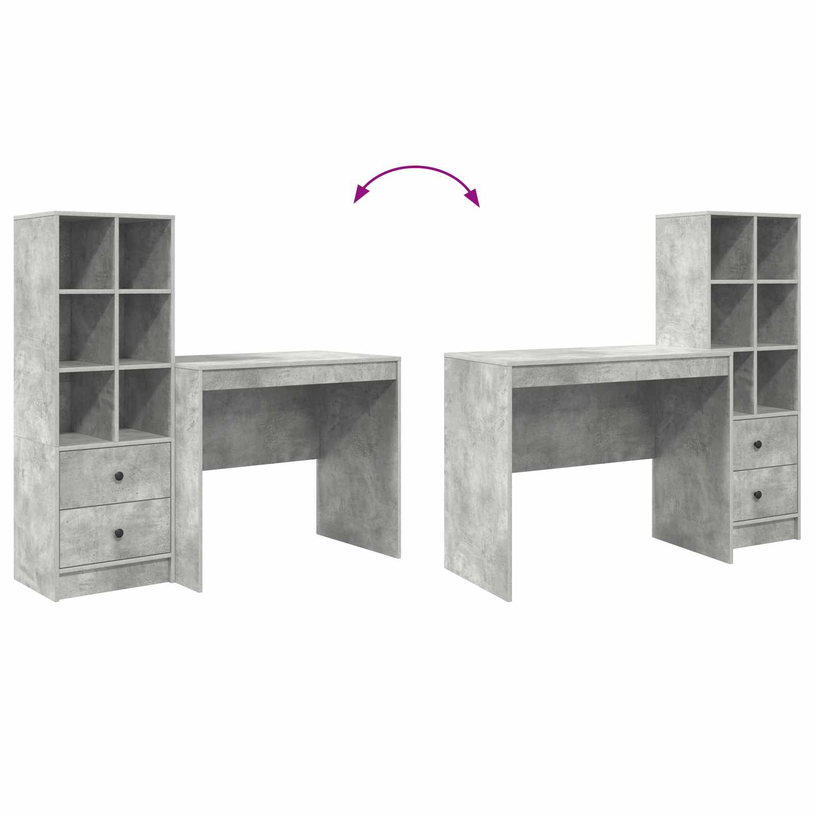 Schreibtisch Beton Grau 135,5 x 50 x 127 cm 2 stk.