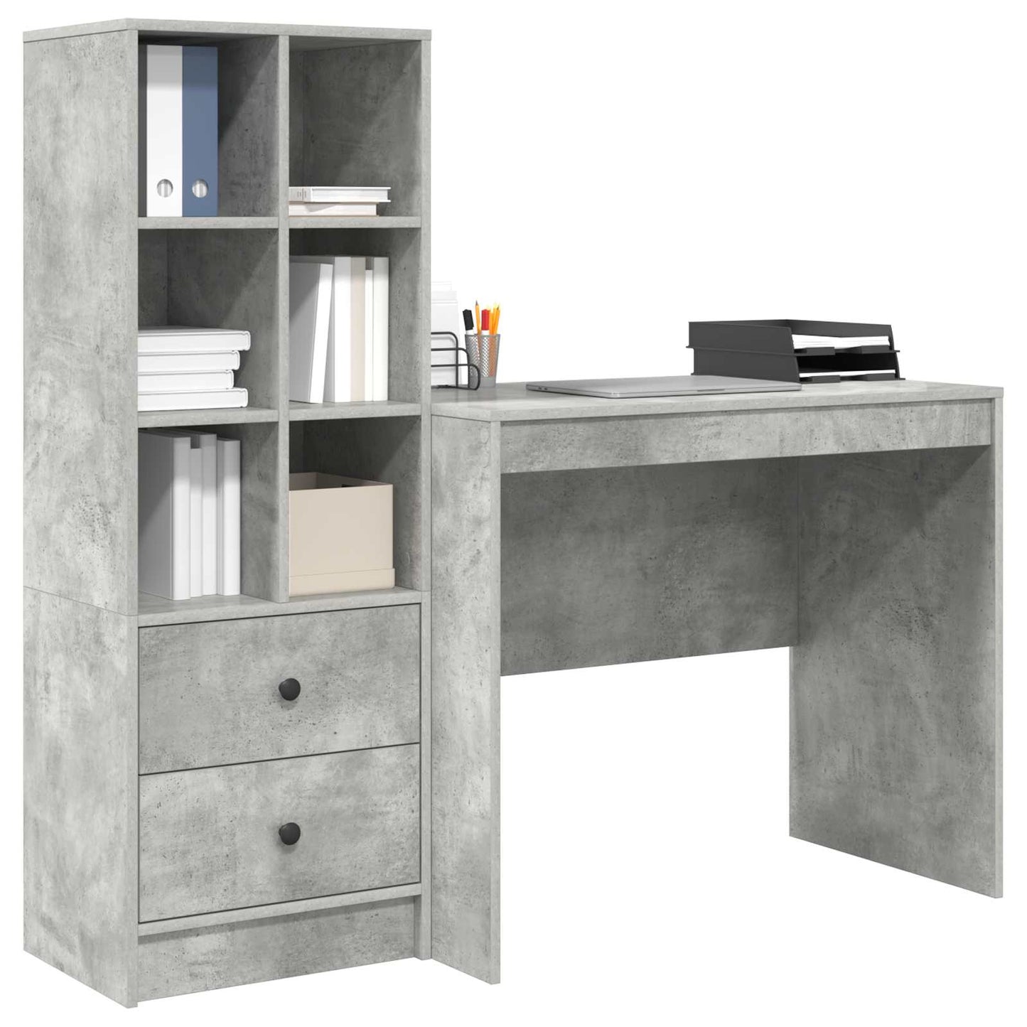 Schreibtisch Beton Grau 135,5 x 50 x 127 cm 2 stk.