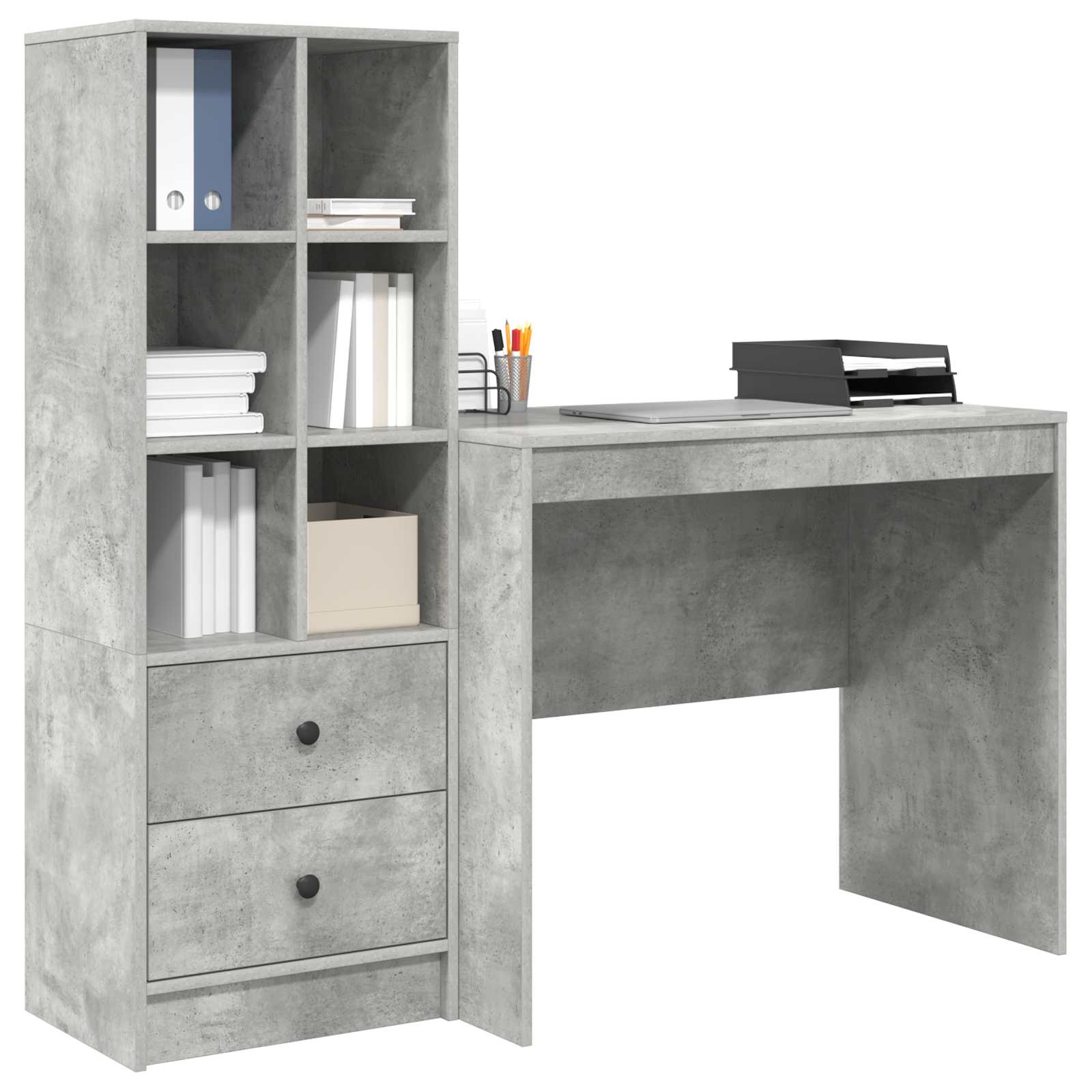 Schreibtisch Beton Grau 135,5 x 50 x 127 cm 2 stk.