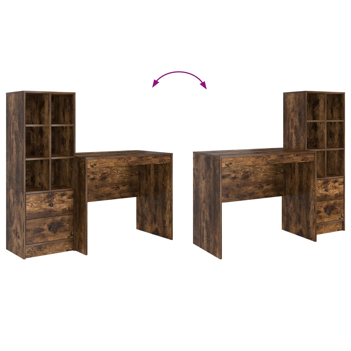 Schreibtisch Geräucherte Eiche 135,5 x 50 x 127 cm 2 stk.