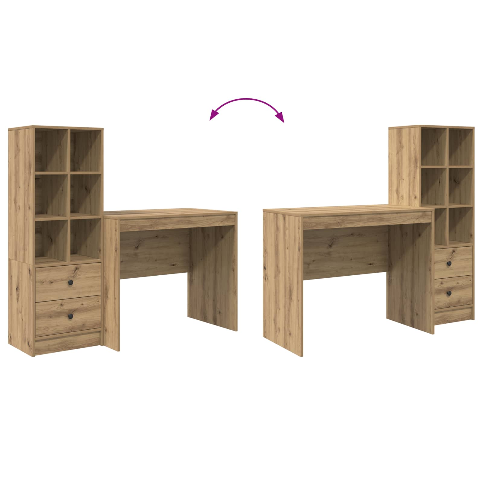 Schreibtisch Artisan-Eiche 135,5 x 50 x 127 cm 2 Stk.